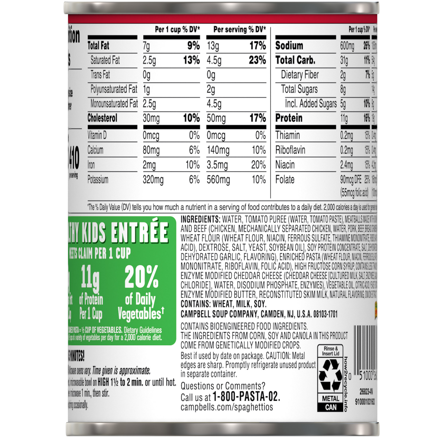 slide 4 of 7, SpaghettiOs Football Shaped Canned Pasta with Meatballs, 15.6 oz Can, 15.600 oz