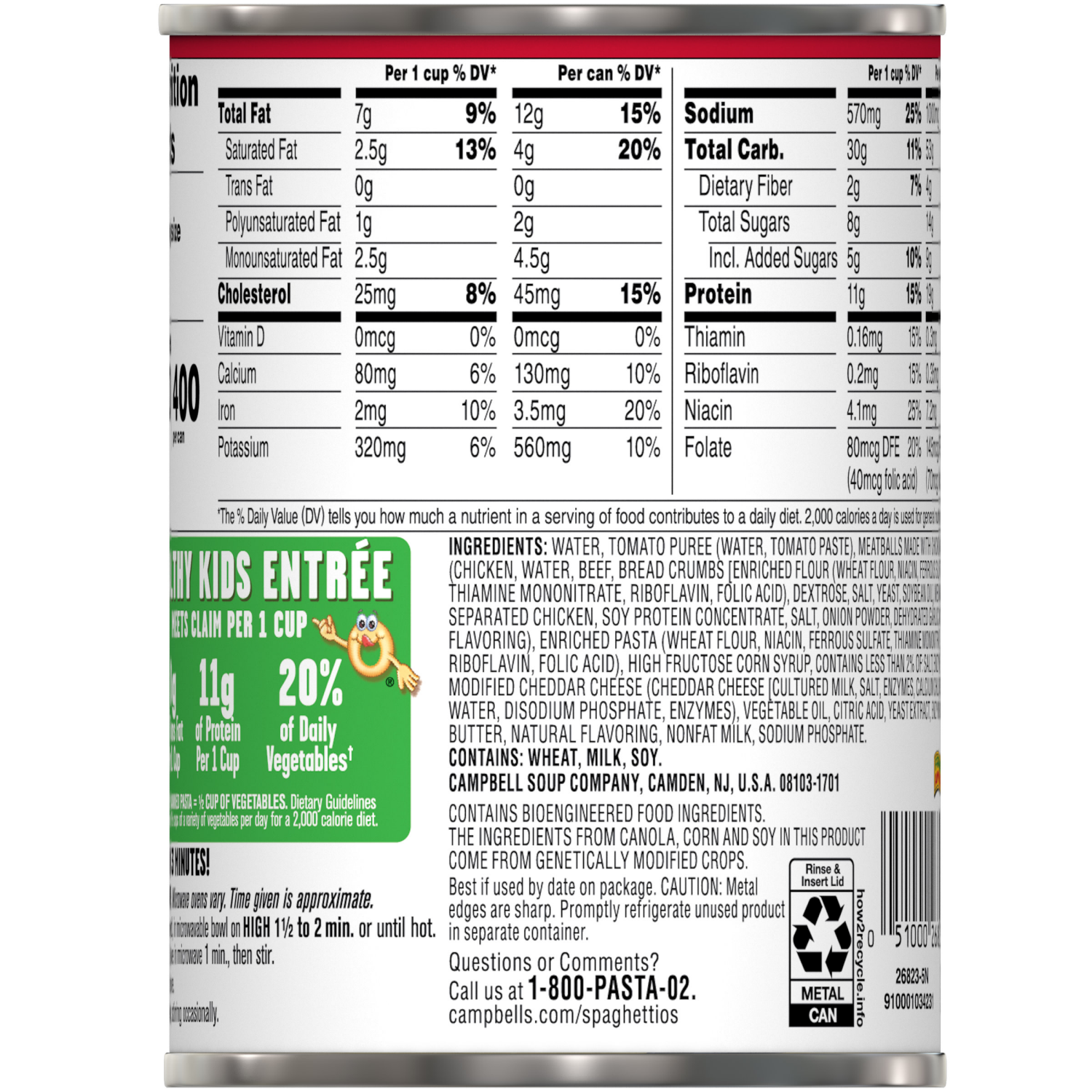 slide 5 of 7, SpaghettiOs Football Shaped Canned Pasta with Meatballs, 15.6 oz Can, 15.600 oz