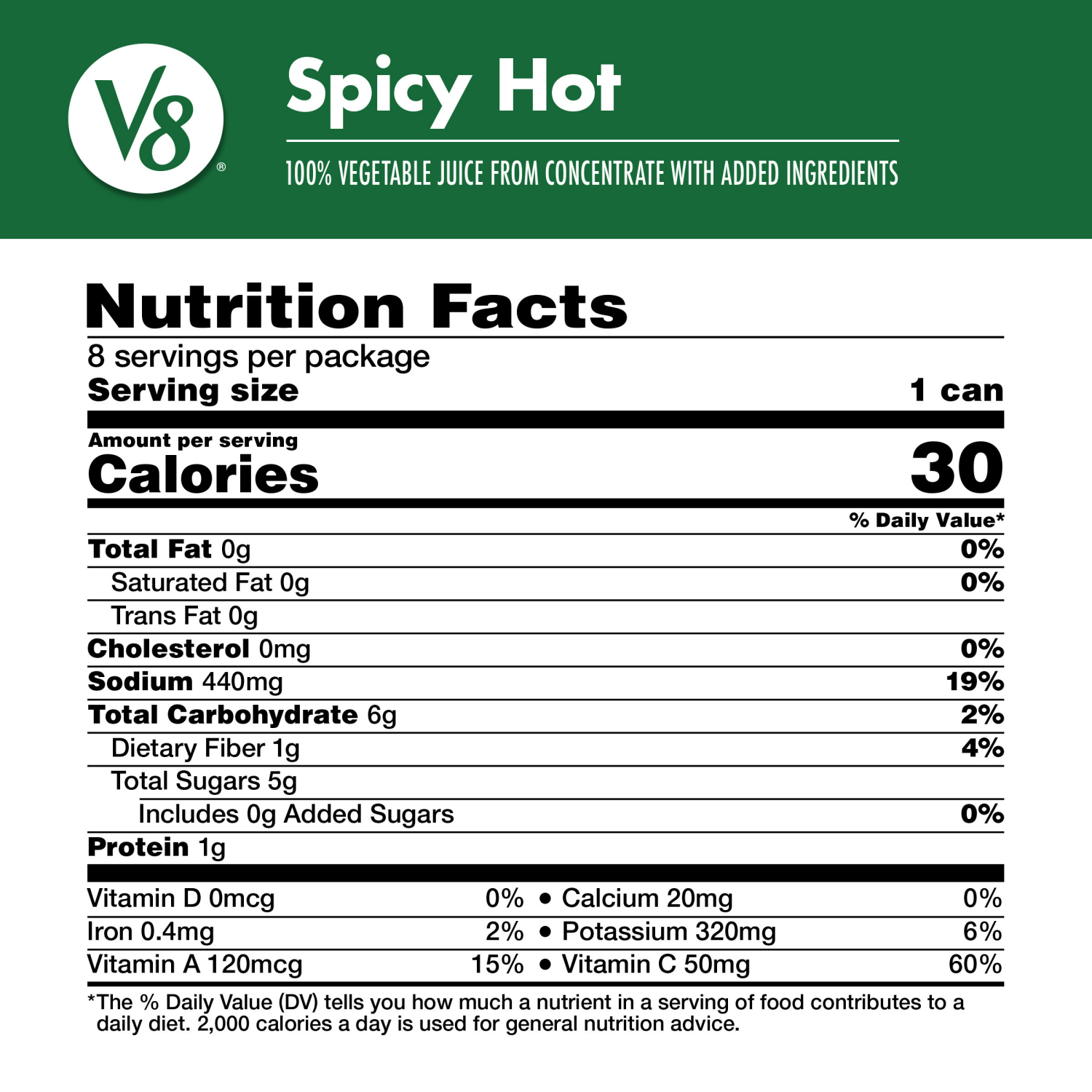 slide 3 of 5, V8 Spicy Hot 100% Vegetable Juice, 44.000 fl oz
