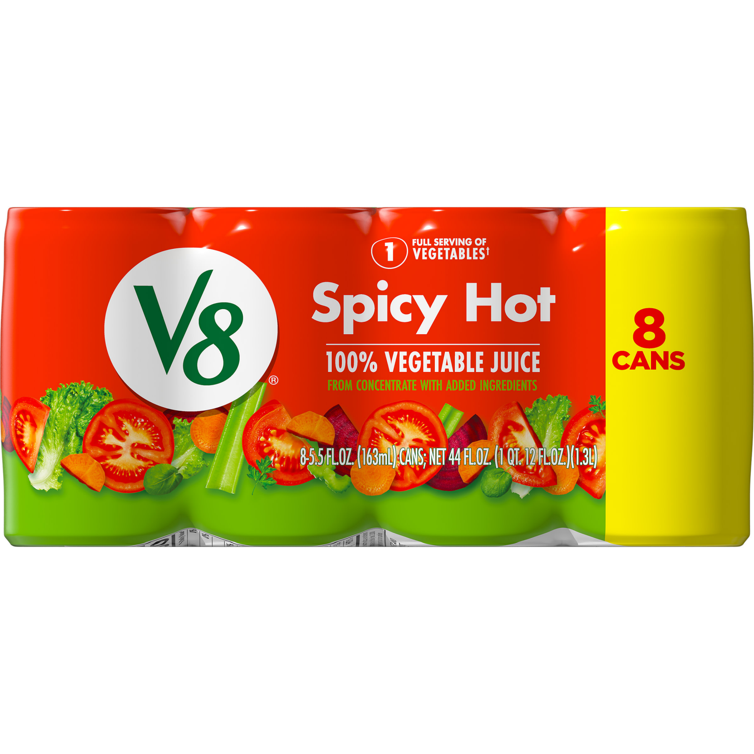 slide 5 of 5, V8 Spicy Hot 100% Vegetable Juice, 44.000 fl oz