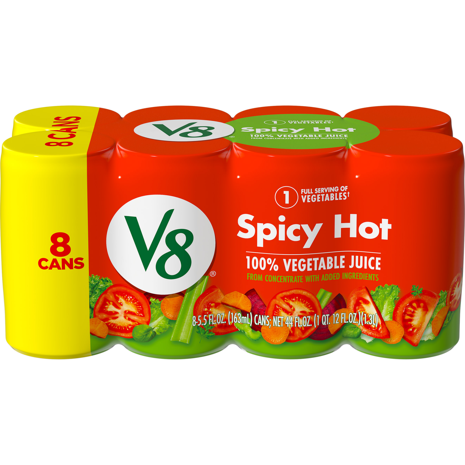 slide 1 of 5, V8 Spicy Hot 100% Vegetable Juice, 44.000 fl oz