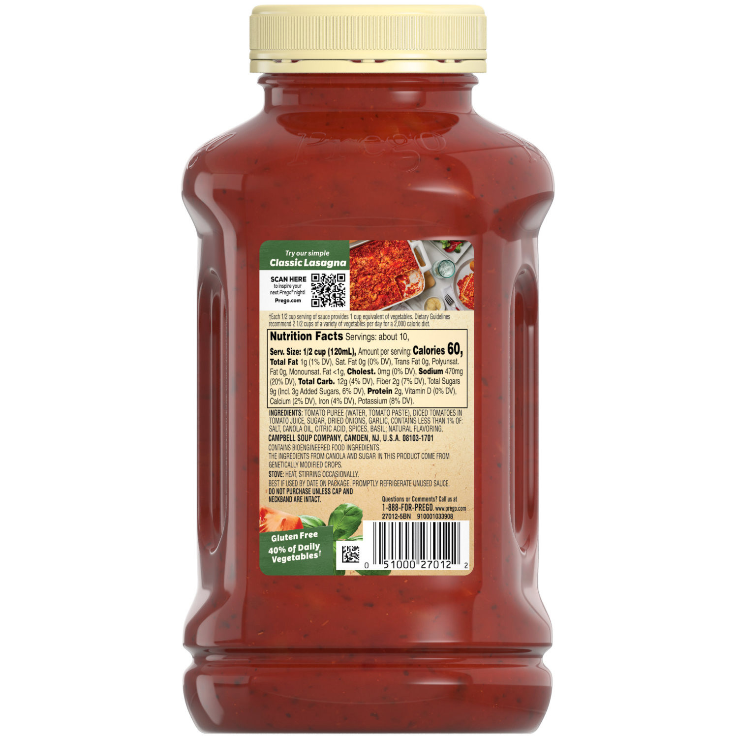 slide 5 of 8, Prego Chunky Tomato, Onion and Garlic Pasta Sauce, 45.000 oz