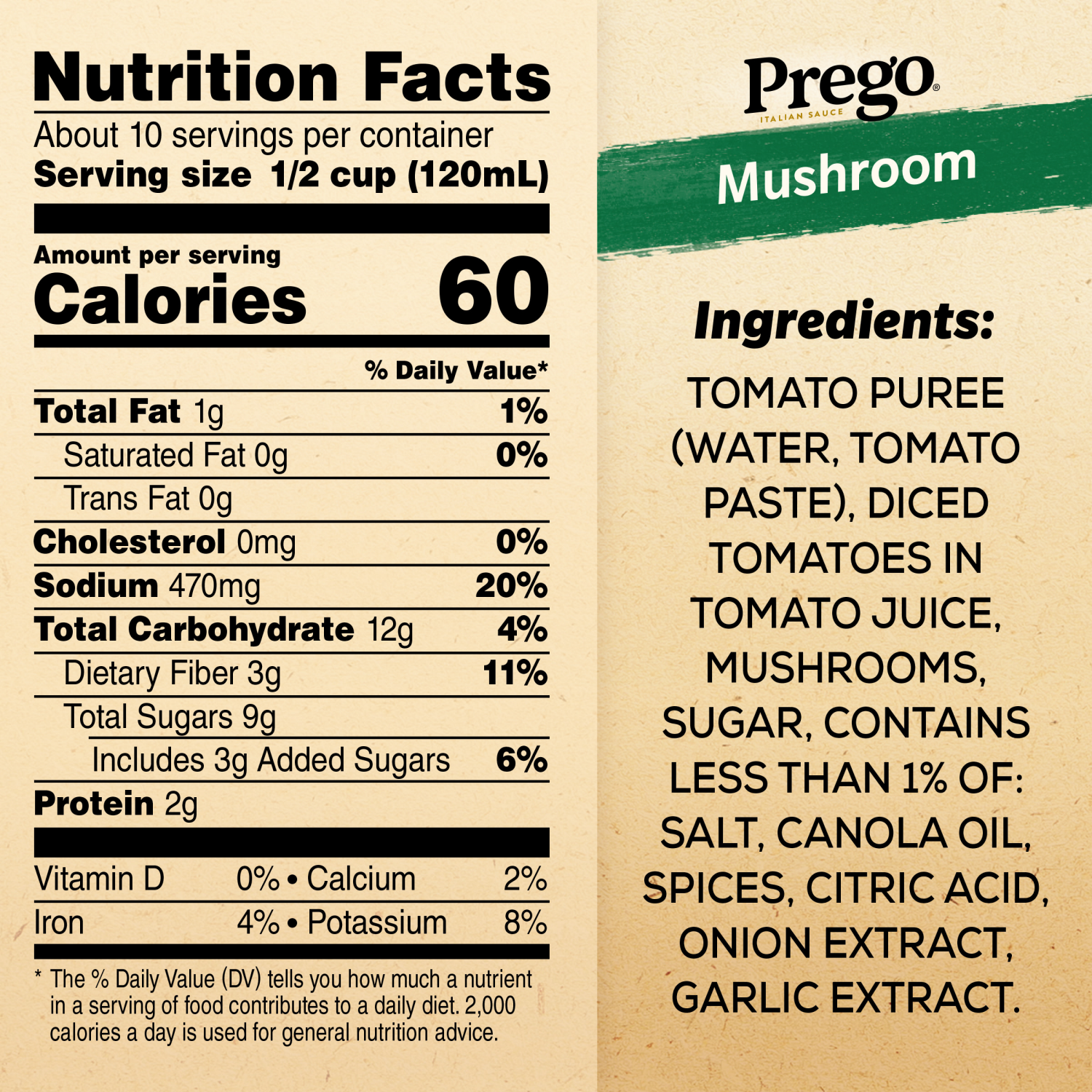 slide 4 of 8, Prego Mushroom Pasta Sauce, 45.000 oz