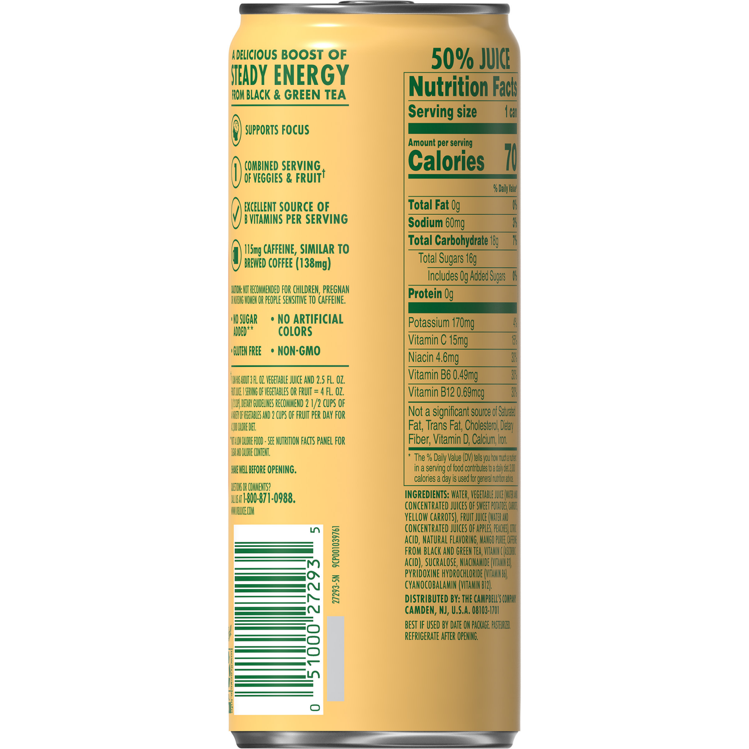 slide 8 of 8, V8 +Energy Peach Mango Juice Energy Drink, 11.5 fl oz Can, 11.5 fl oz