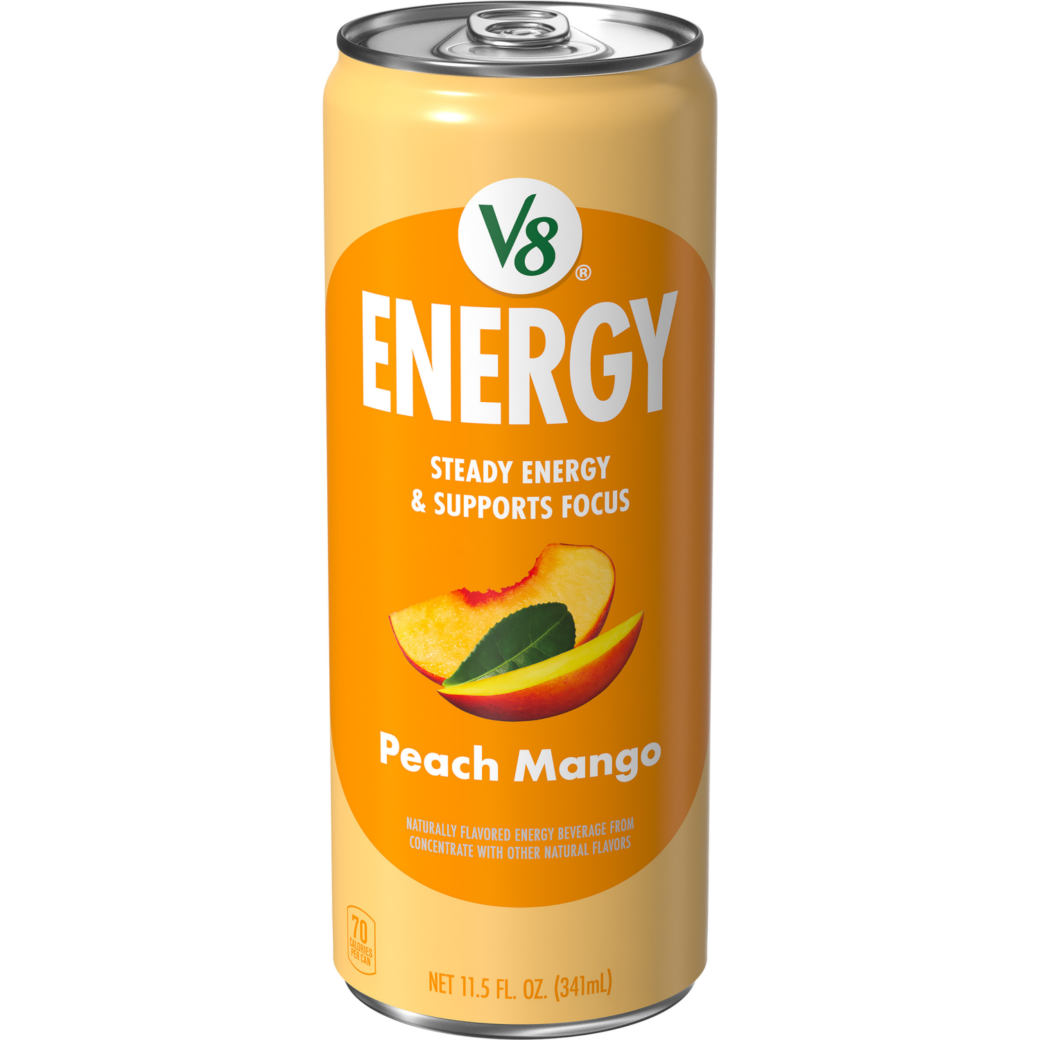 slide 1 of 8, V8 +Energy Peach Mango Juice Energy Drink, 11.5 fl oz Can, 11.5 fl oz