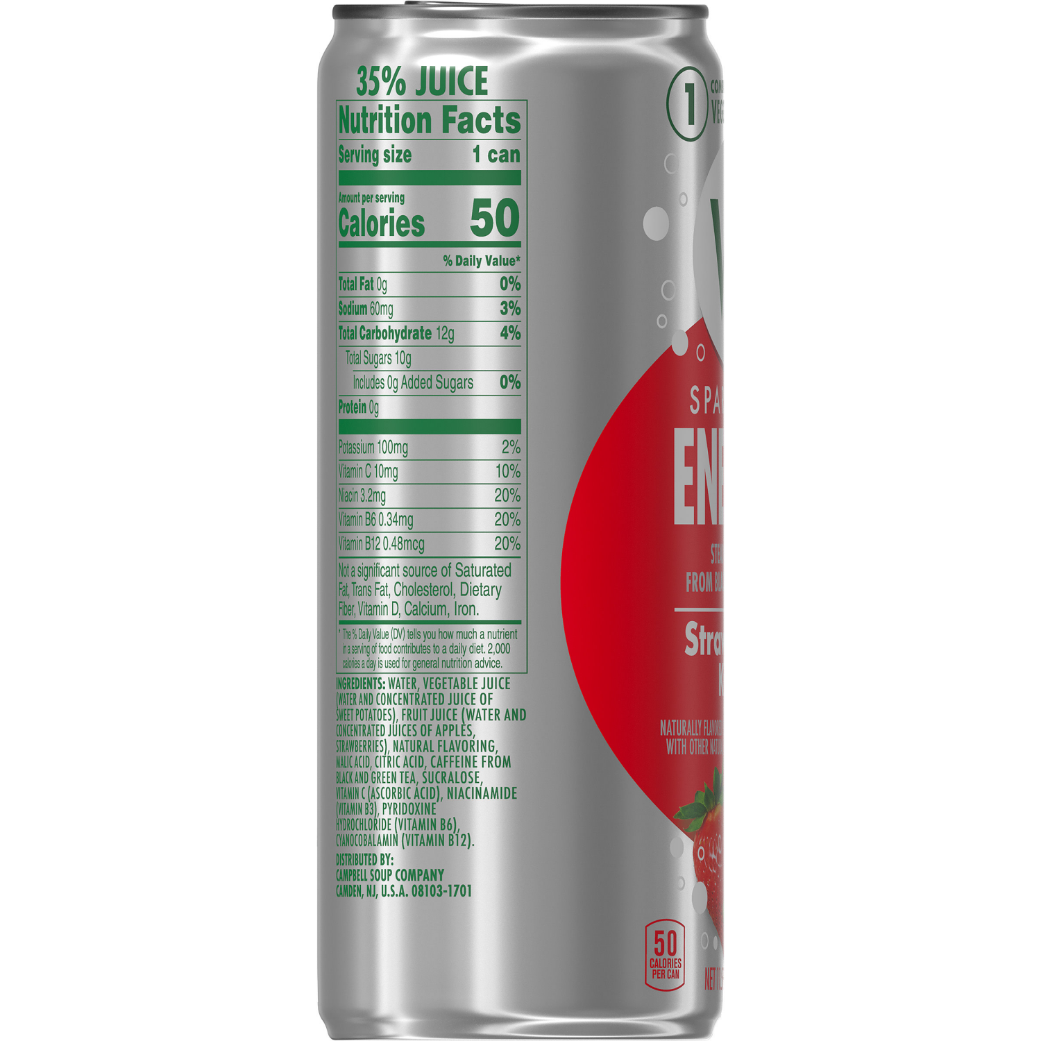 slide 2 of 8, V8 Sparkling Strawberry Kiwi Juice Energy Drink, 11.500 fl oz