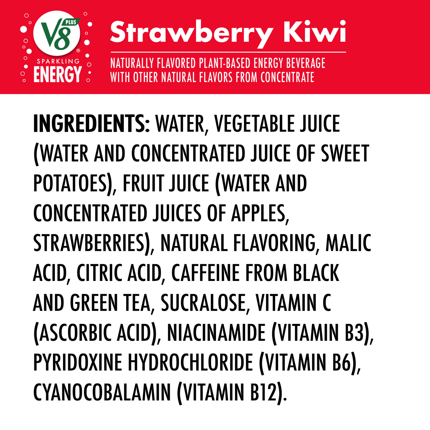 slide 3 of 8, V8 Sparkling Strawberry Kiwi Juice Energy Drink, 11.500 fl oz