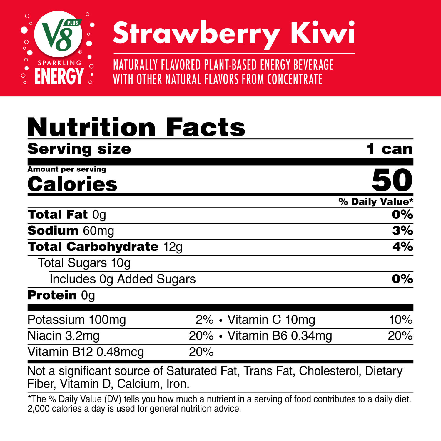 slide 5 of 8, V8 Sparkling Strawberry Kiwi Juice Energy Drink, 11.500 fl oz