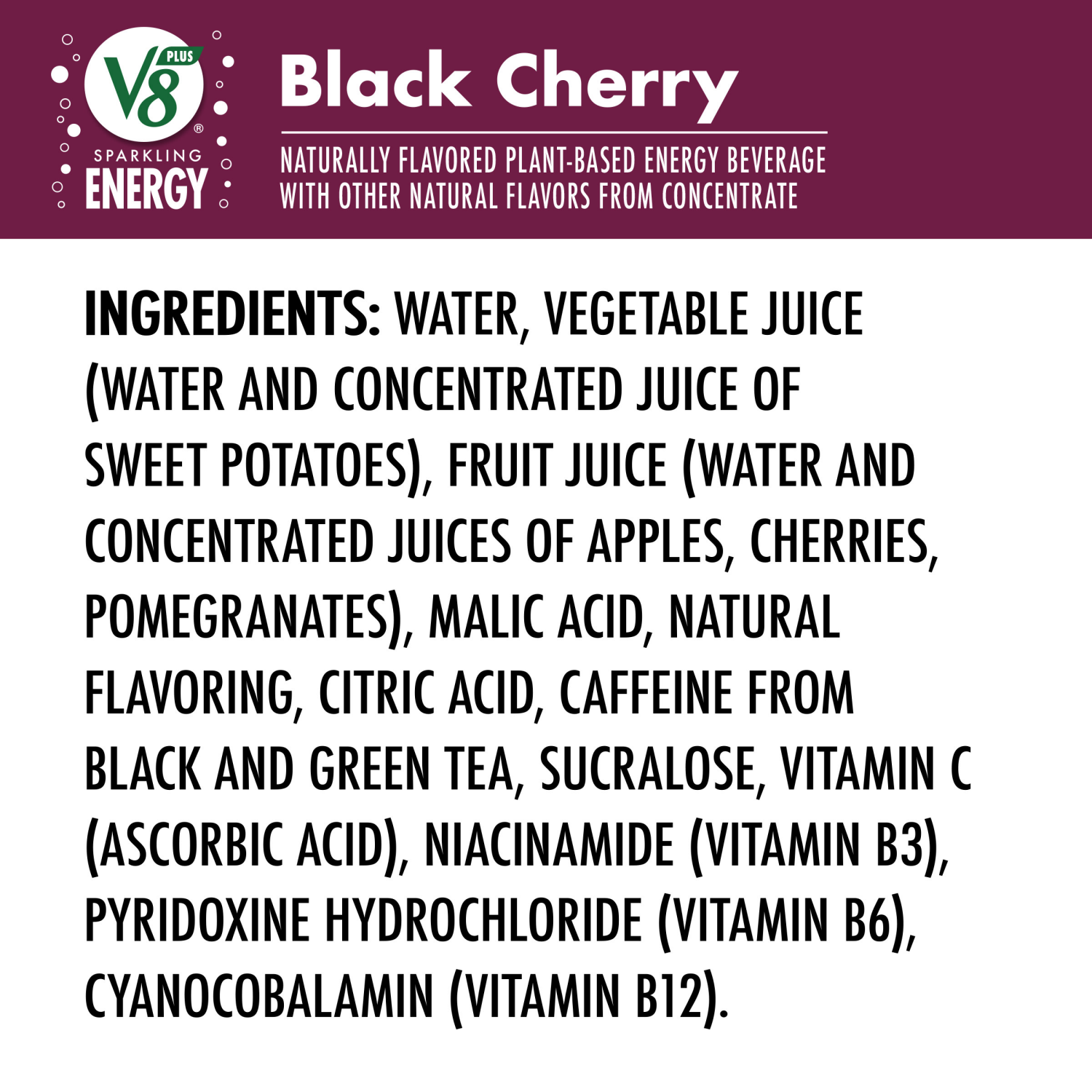 slide 3 of 8, V8 Sparkling Black Cherry Juice Energy Drink, 46.000 fl oz