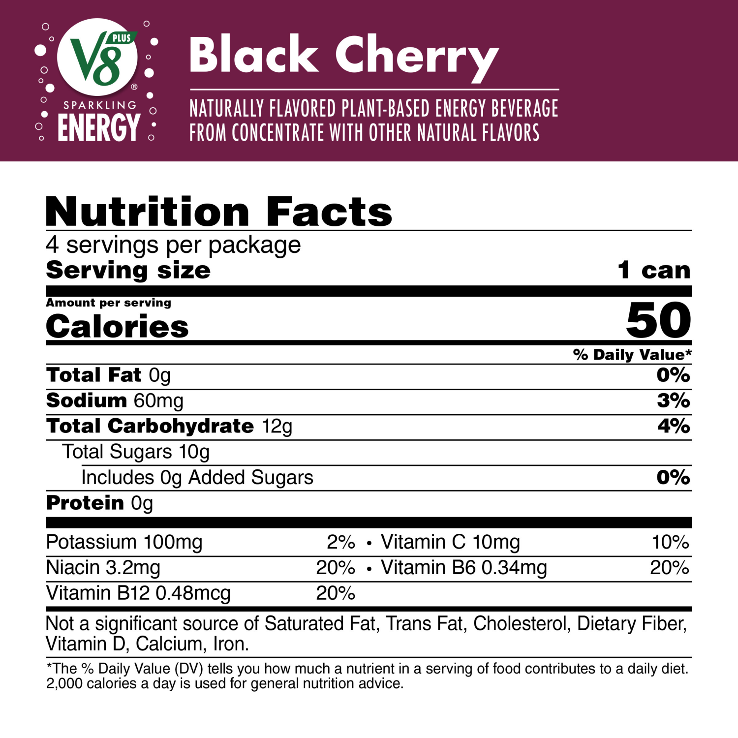 slide 5 of 8, V8 Sparkling Black Cherry Juice Energy Drink, 46.000 fl oz
