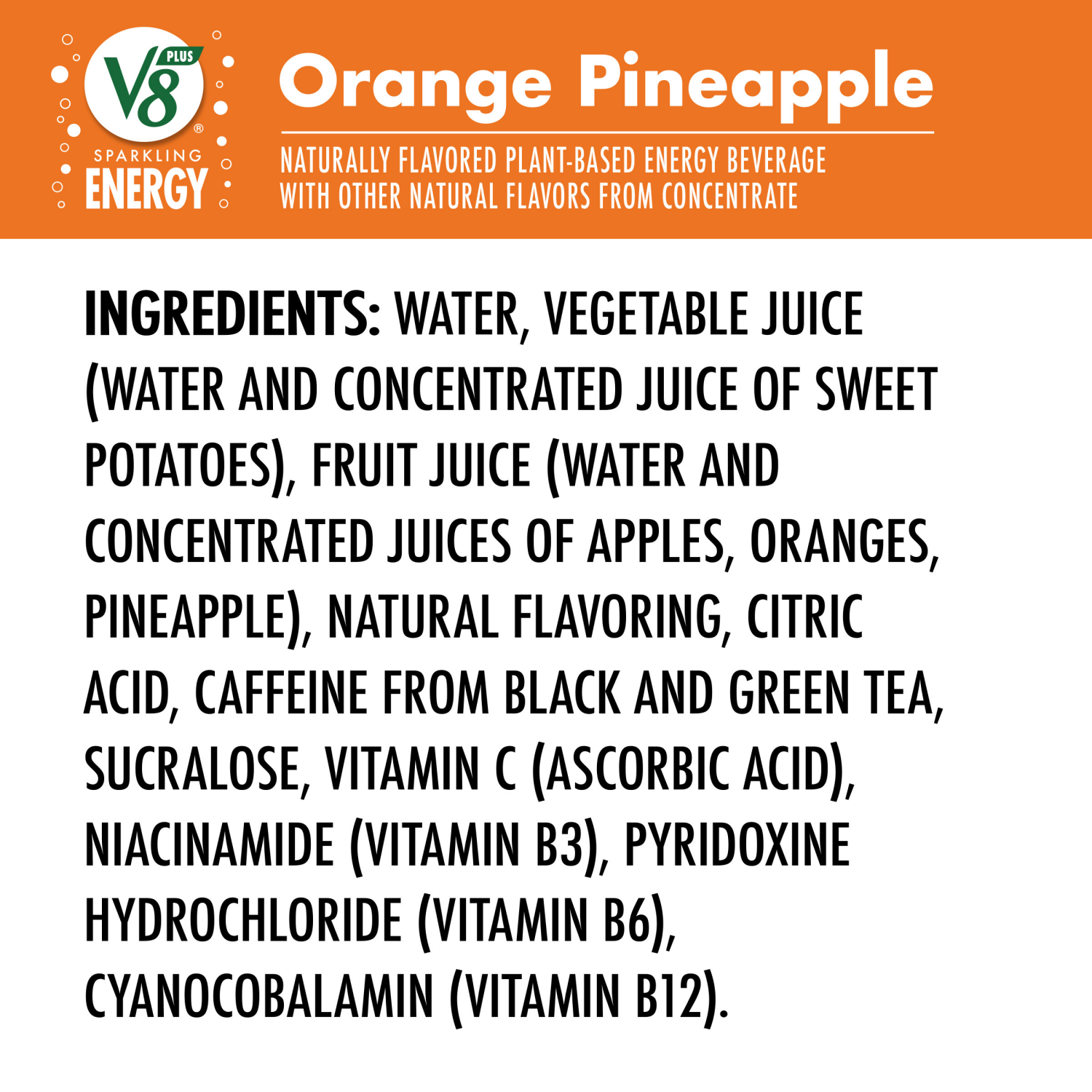 slide 3 of 8, V8 Sparkling Orange Pineapple Juice Energy Drink, 11.500 fl oz