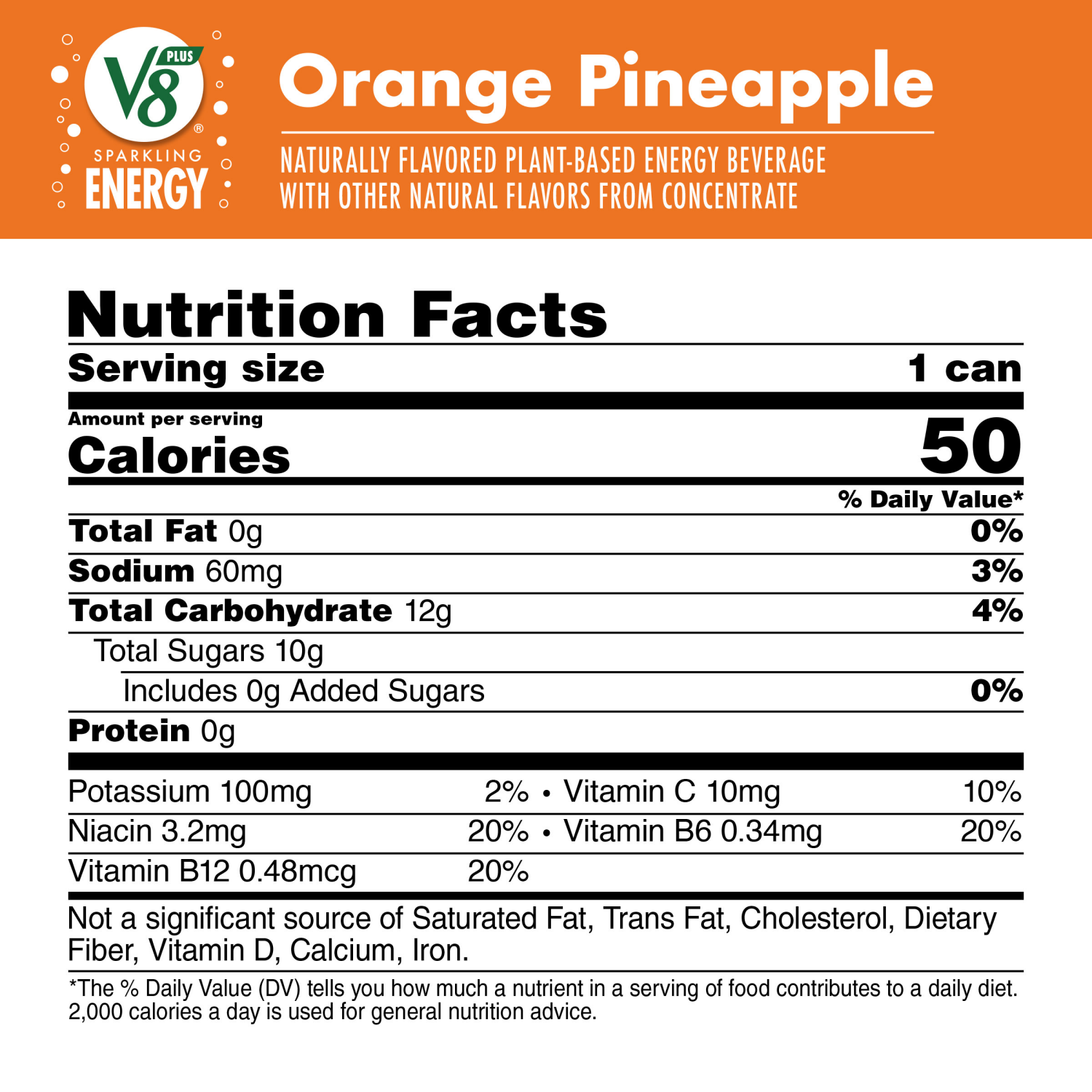 slide 5 of 8, V8 Sparkling Orange Pineapple Juice Energy Drink, 11.500 fl oz