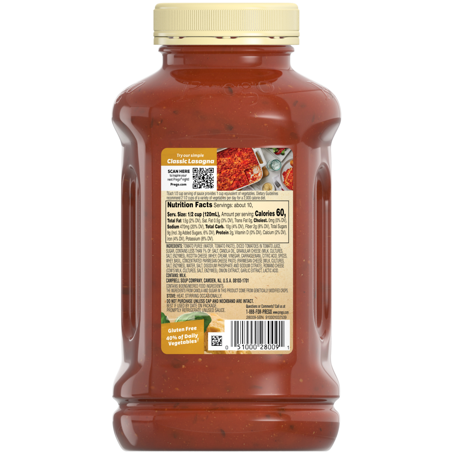 slide 5 of 8, Prego Three Cheese Pasta Sauce, 45.000 oz