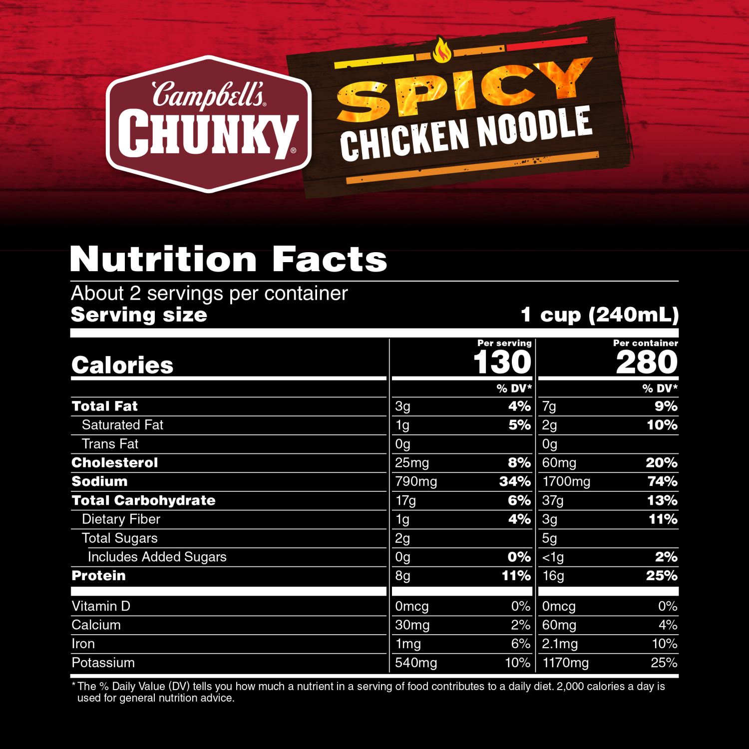 slide 2 of 5, Campbell's Spicy Chicken Noodle Soup, 18.600 oz