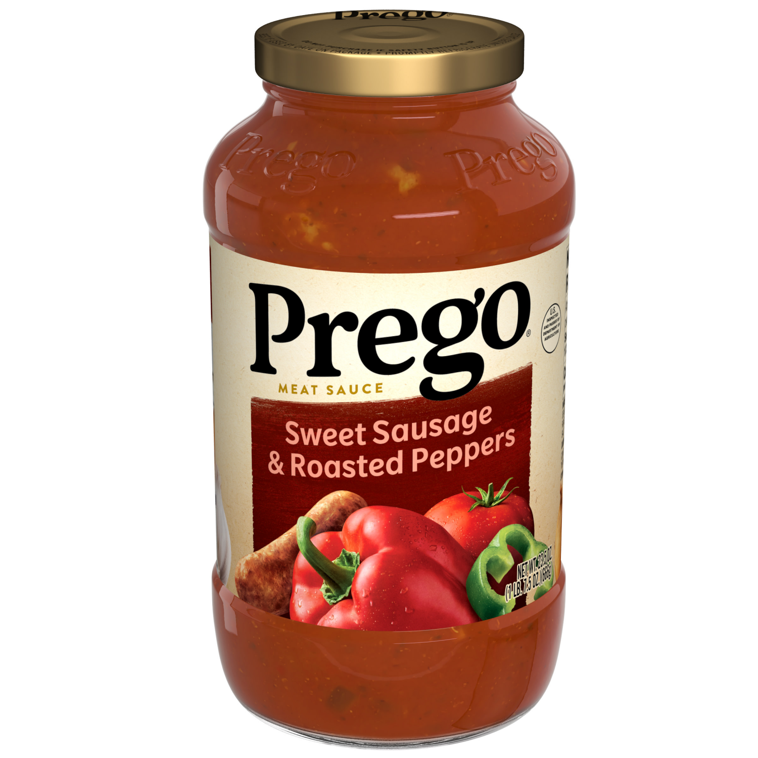 slide 1 of 8, Prego Sweet Sausage and Roasted Peppers Pasta Sauce, 23.500 oz