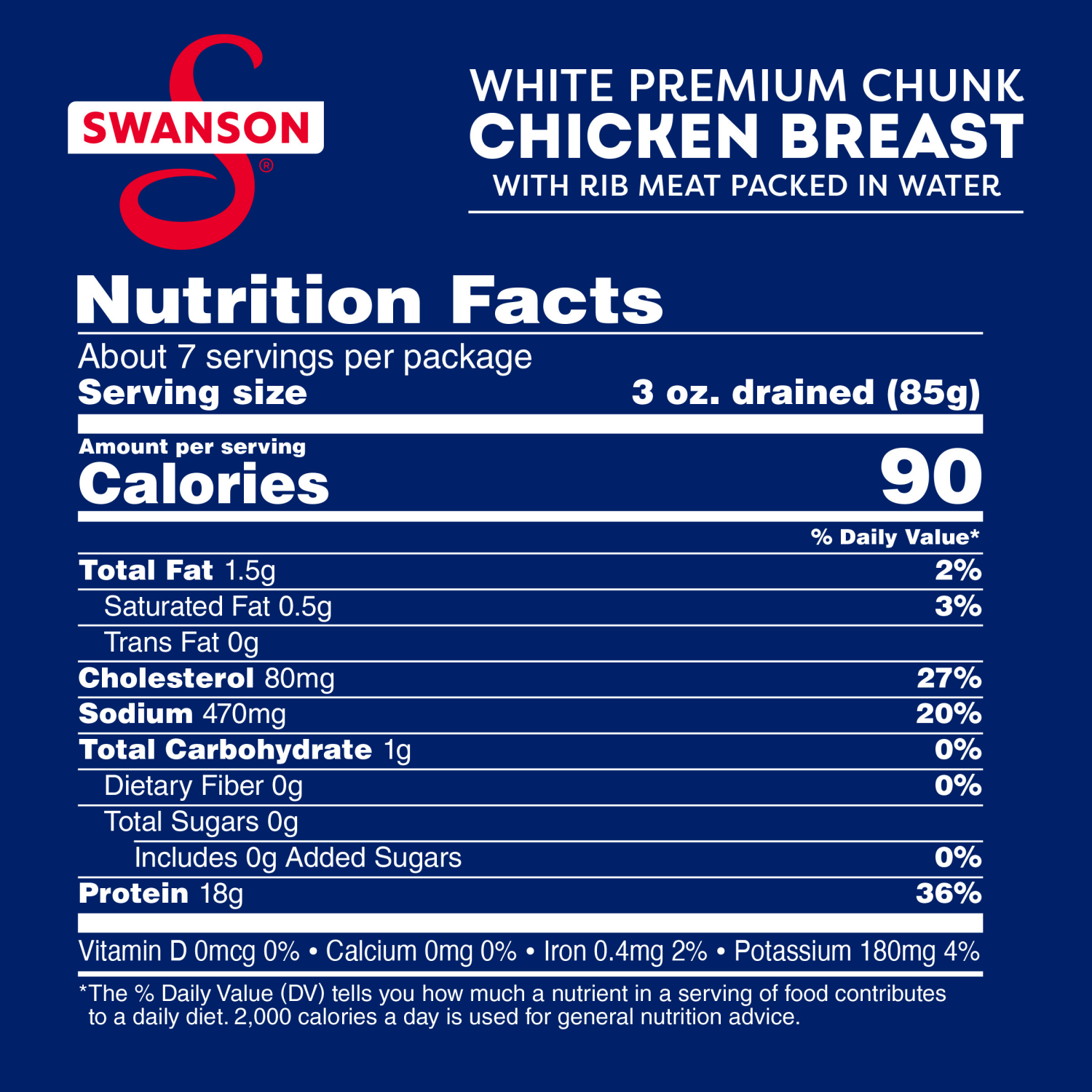 slide 2 of 5, Swanson White Premium Chunk Chicken Breast with Rib Meat in Water, 4.5 oz. (Pack of 4), 18.000 oz