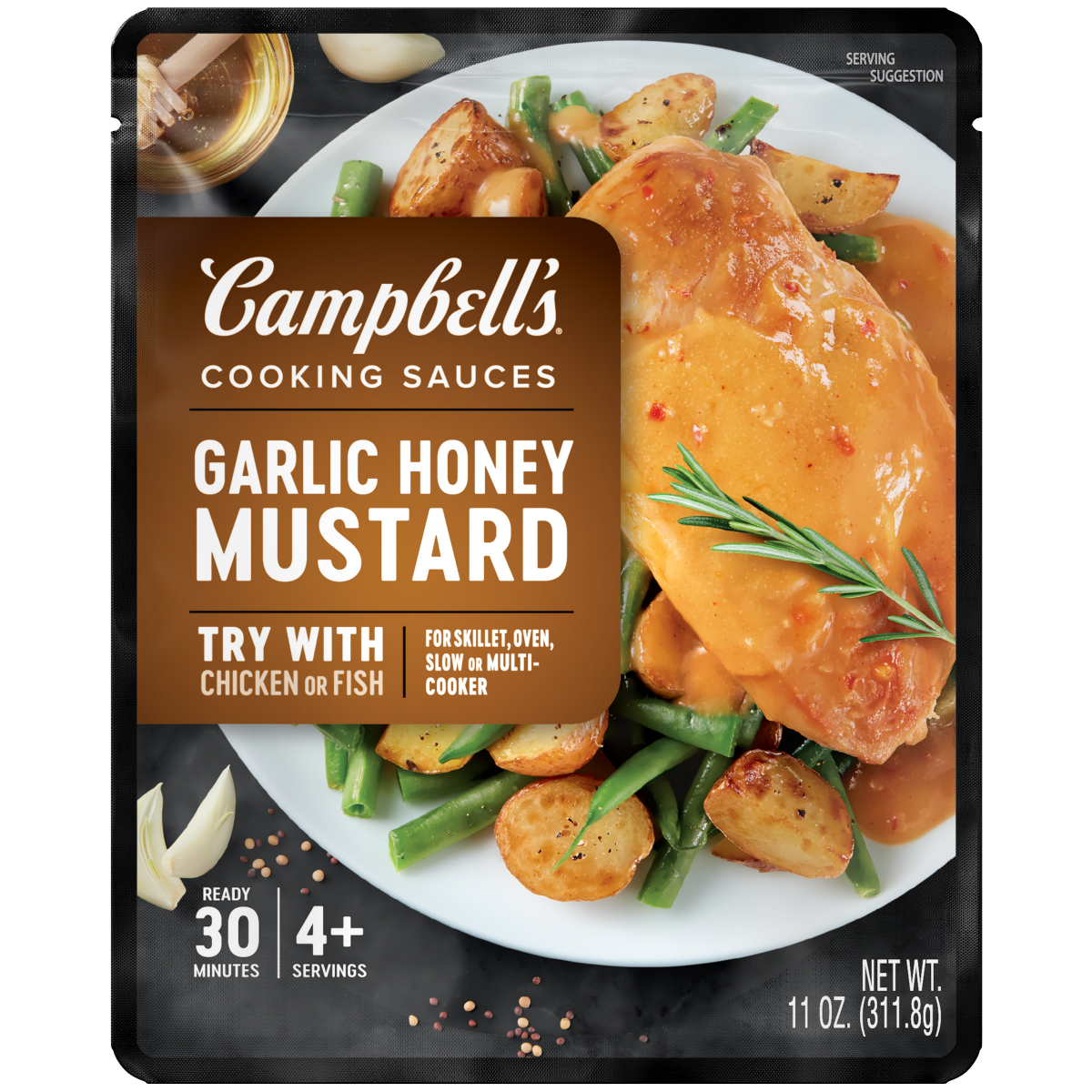 slide 2 of 8, Campbell's Garlic Honey Mustard Sauce, 11.000 oz