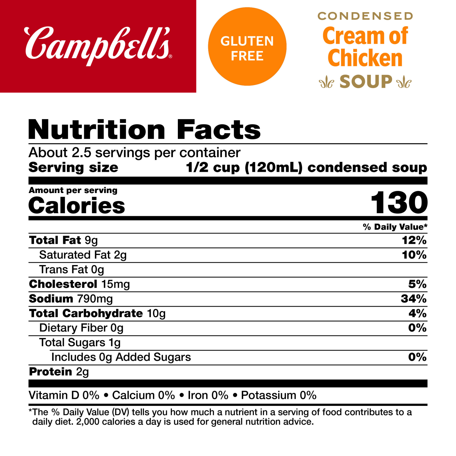 slide 2 of 7, Campbell's Condensed Gluten Free Cream of Chicken Soup, 10.5 oz Can, 10.5 oz