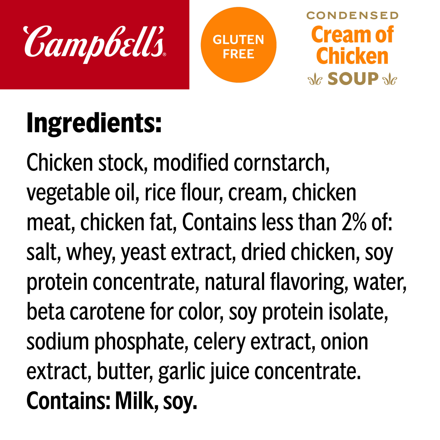 slide 4 of 7, Campbell's Condensed Gluten Free Cream of Chicken Soup, 10.5 oz Can, 10.5 oz