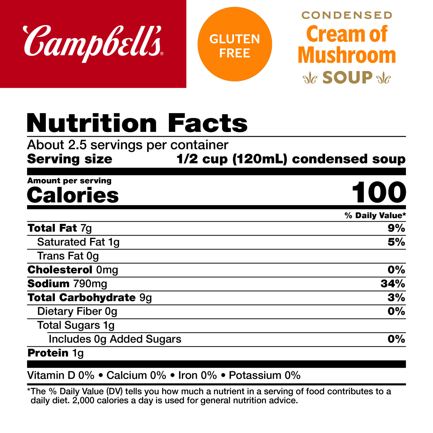slide 2 of 7, Campbell's Condensed Gluten Free Cream of Mushroom Soup, 10.5 oz Can, 10.5 oz