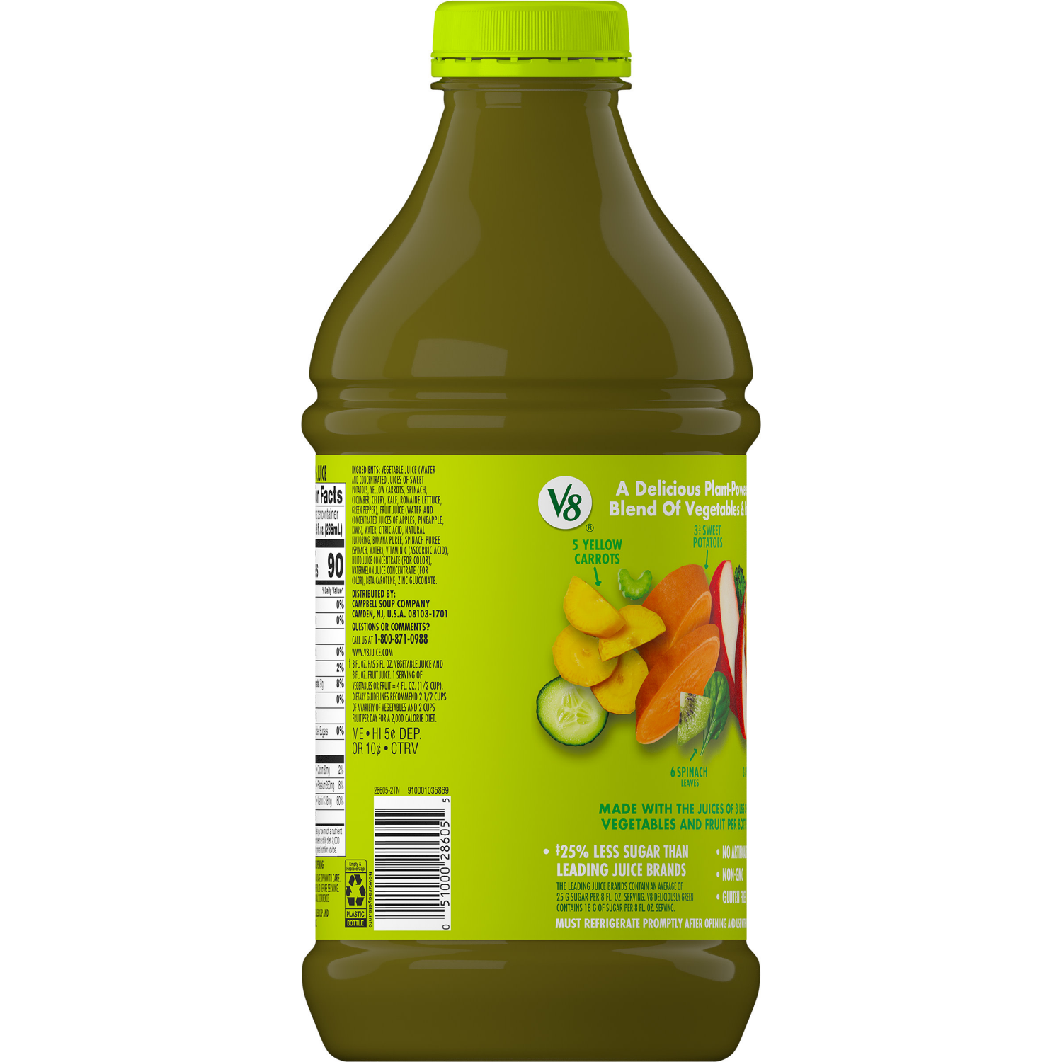 slide 3 of 7, V8 Deliciously Green 100% Fruit and Vegetable Juice, 46.000 fl oz