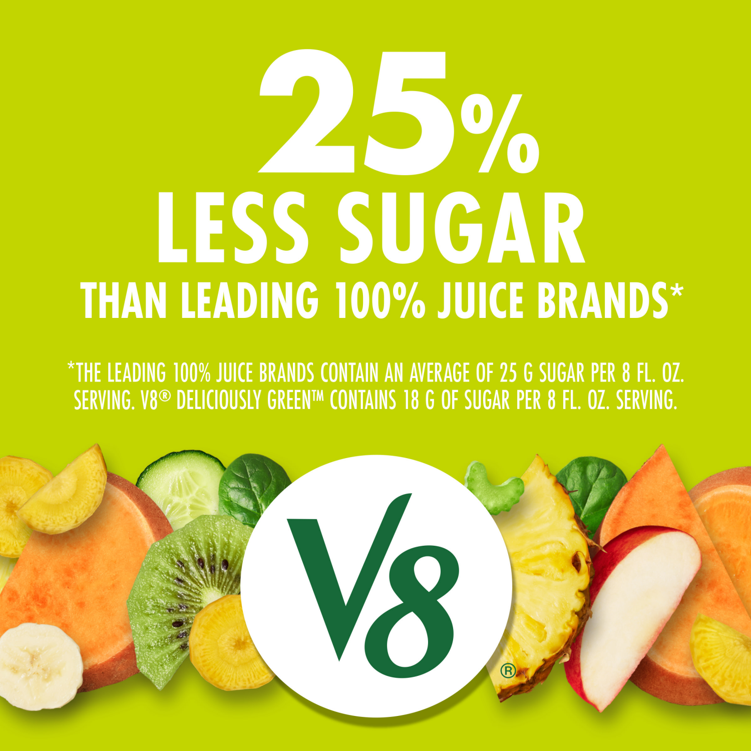 slide 5 of 7, V8 Deliciously Green 100% Fruit and Vegetable Juice, 46.000 fl oz