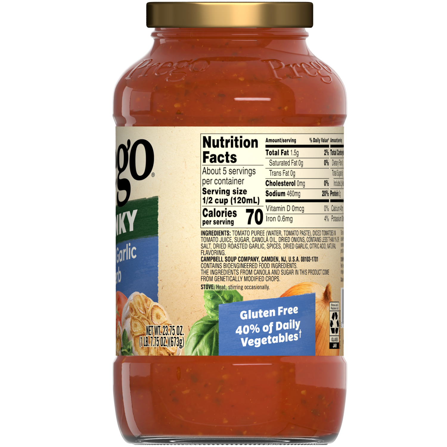 slide 2 of 8, Prego Chunky Roasted Garlic and Herb Pasta Sauce, 23.750 oz