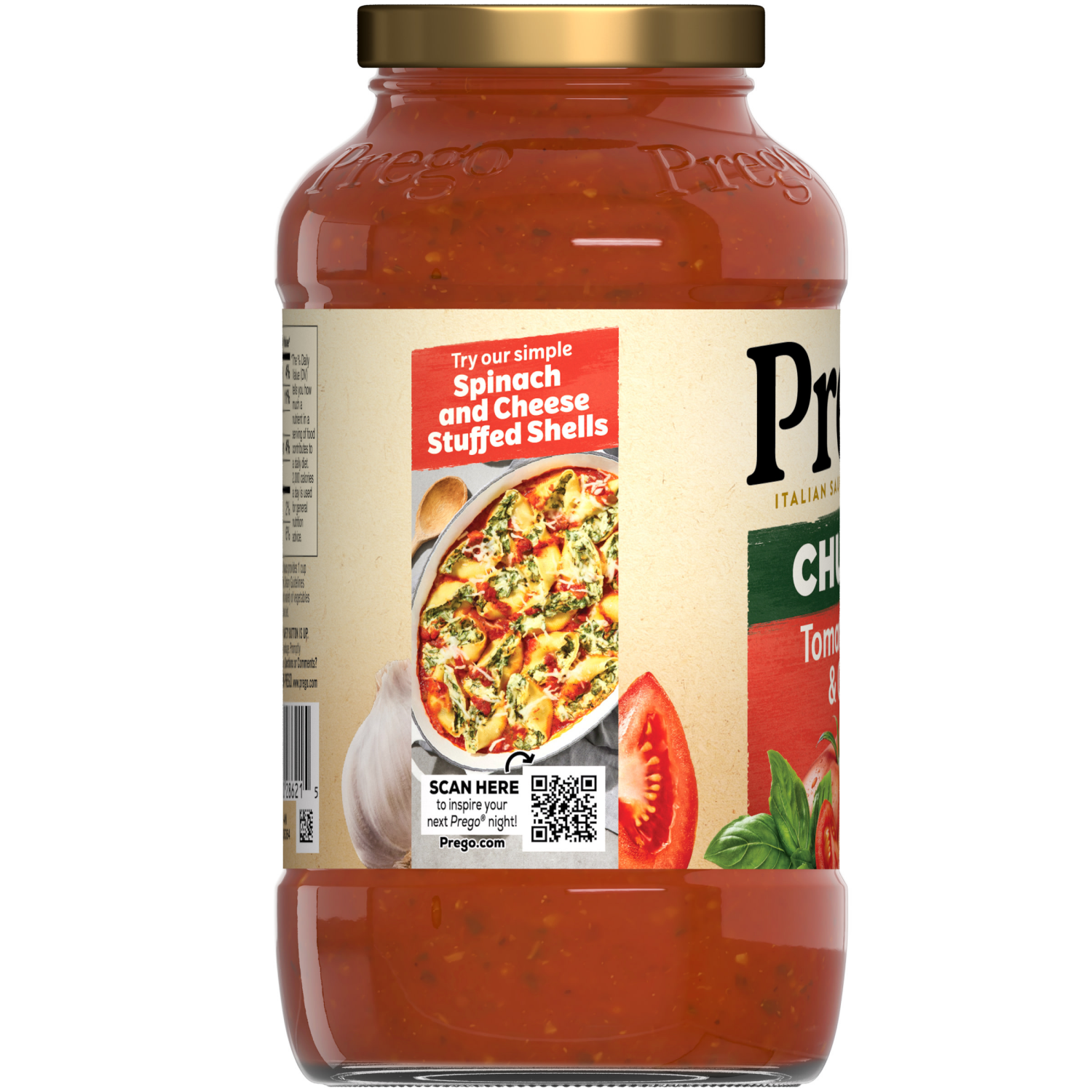 slide 3 of 8, Prego Chunky Tomato, Basil and Garlic Pasta Sauce, 23.750 oz