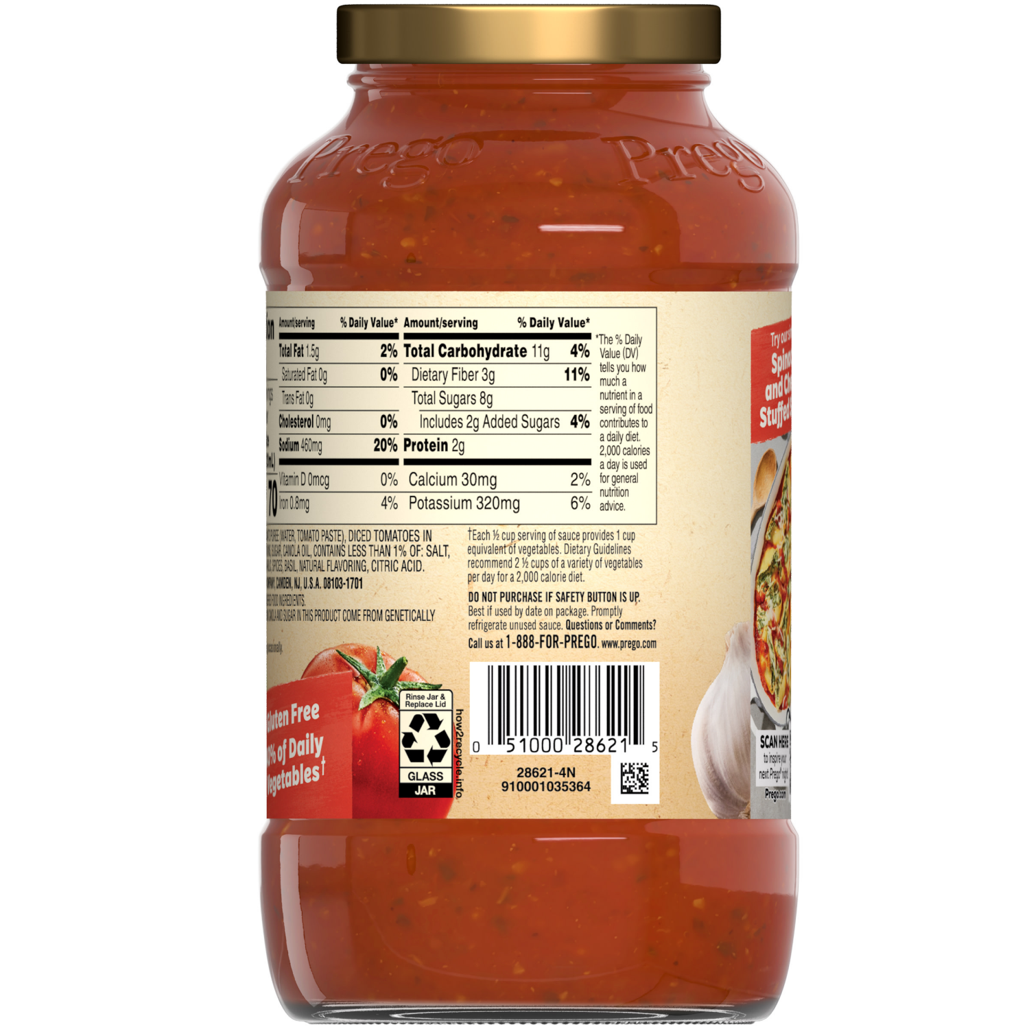 slide 5 of 8, Prego Chunky Tomato, Basil and Garlic Pasta Sauce, 23.750 oz