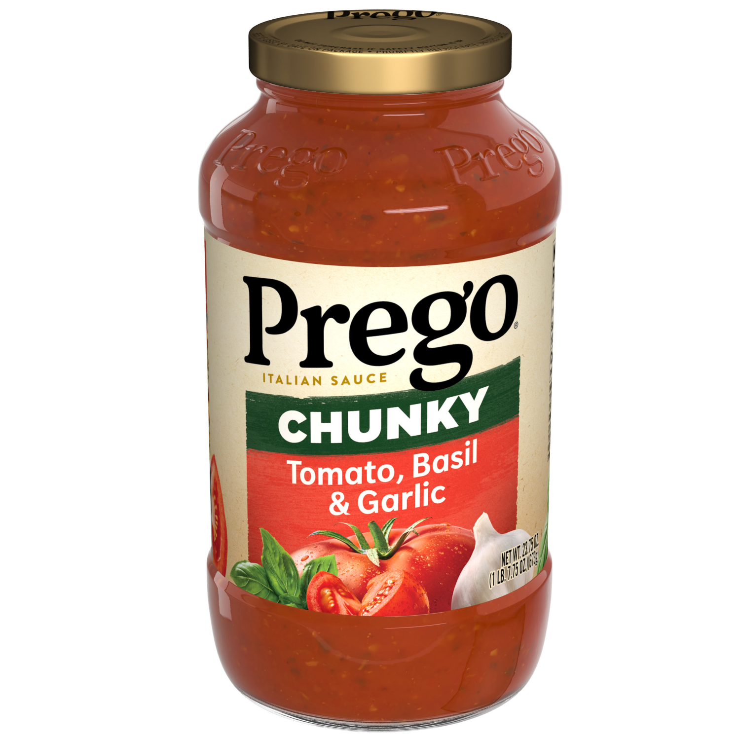 slide 1 of 8, Prego Chunky Tomato, Basil and Garlic Pasta Sauce, 23.750 oz
