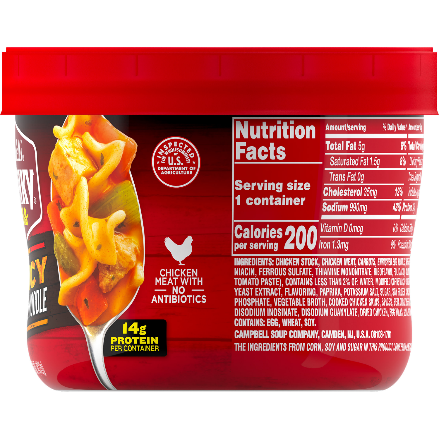 slide 4 of 4, Campbell's Campbell’s Chunky Spicy Chicken Noodle Soup, 15.25 oz Microwavable Bowl, 15.250 oz