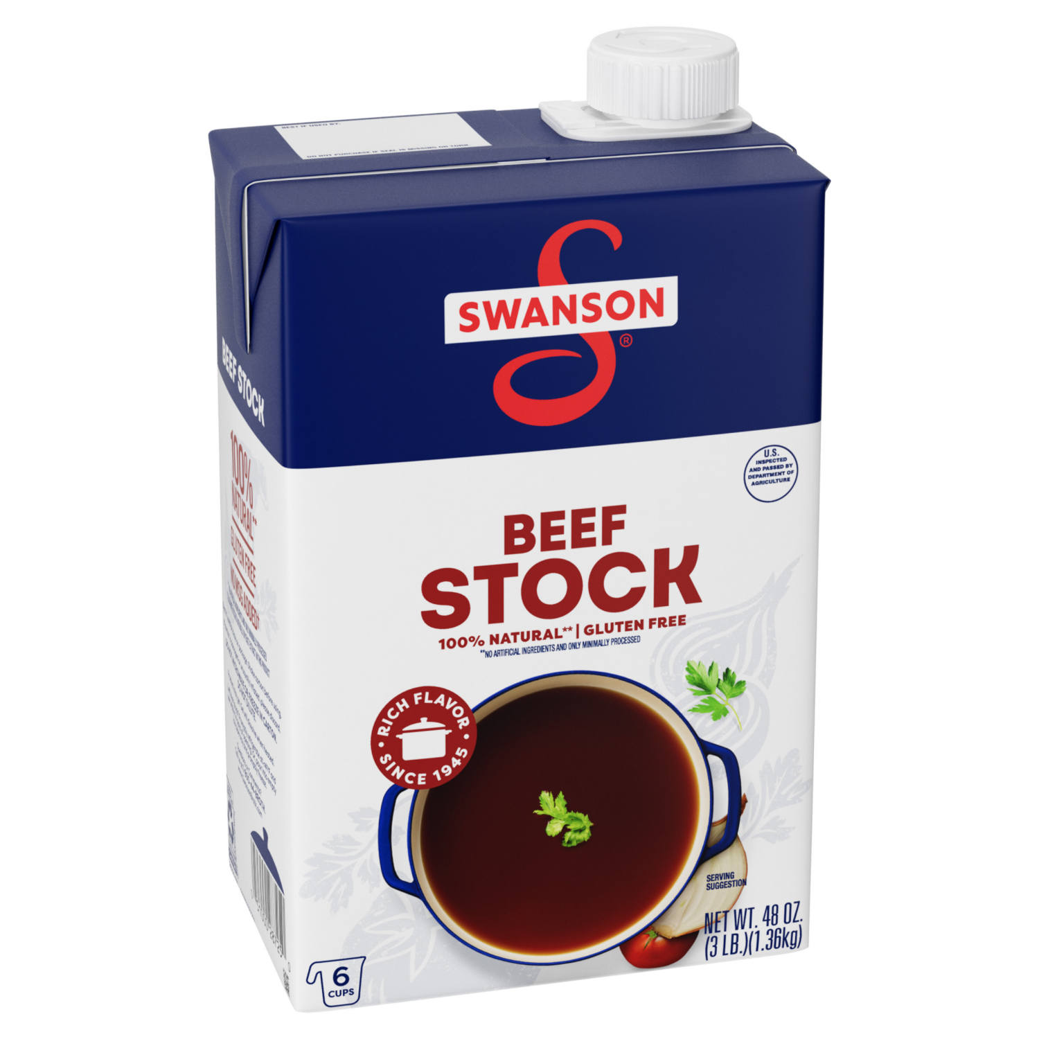 slide 1 of 8, Swanson Beef Stock, 48 oz Carton, 48.000 oz