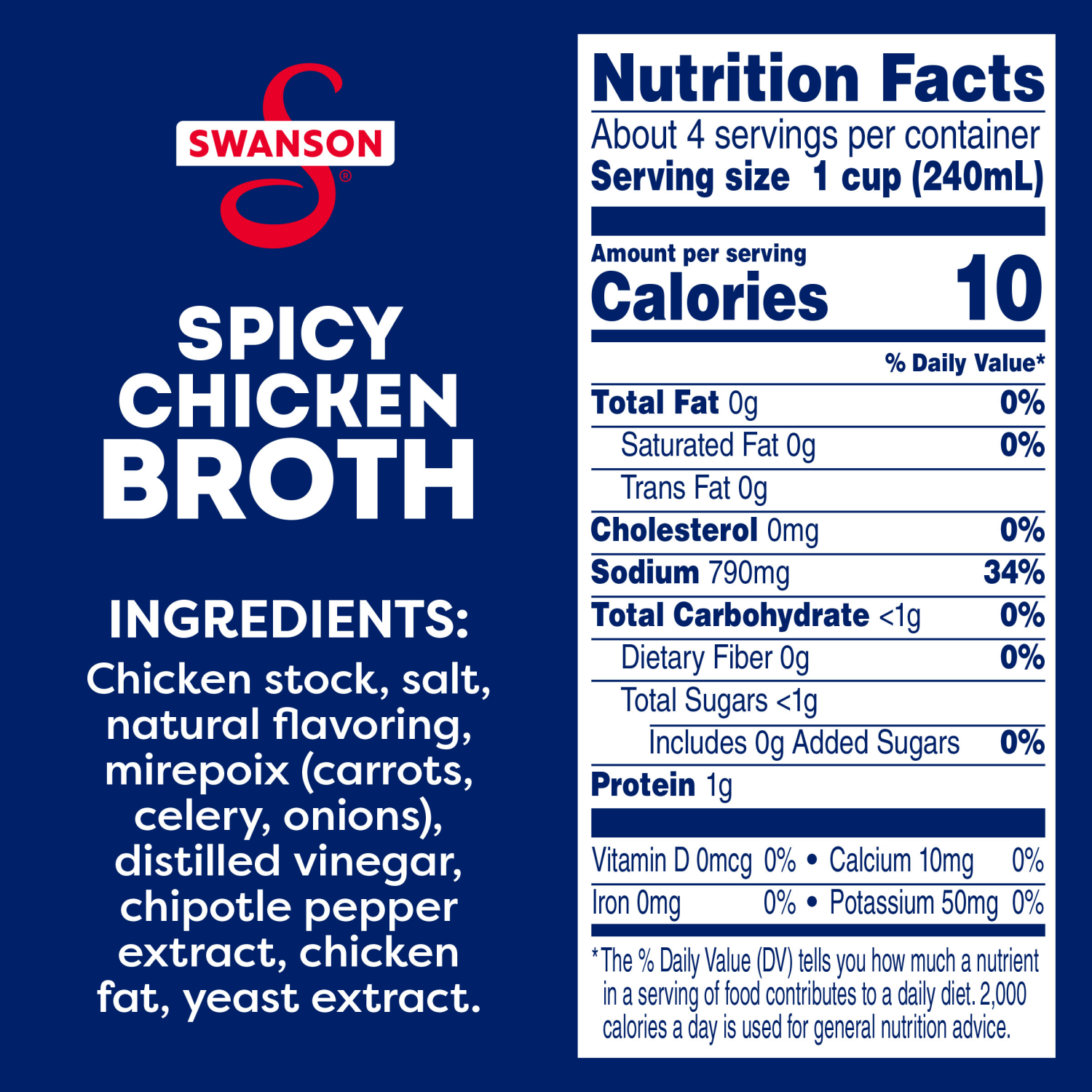 slide 4 of 8, Swanson 100% Natural Spicy Chicken Broth Carton, 32 oz