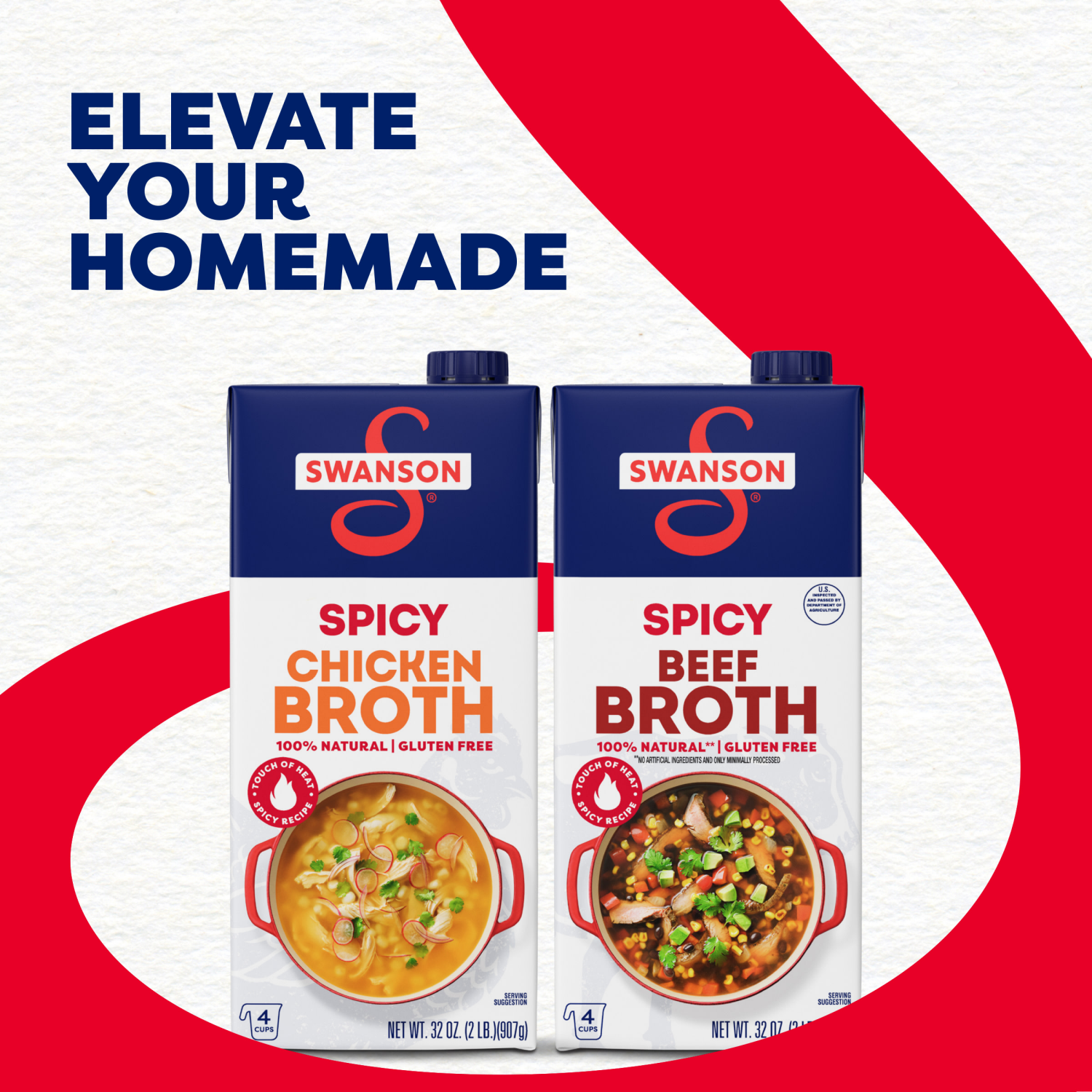 slide 8 of 8, Swanson 100% Natural Spicy Chicken Broth Carton, 32 oz