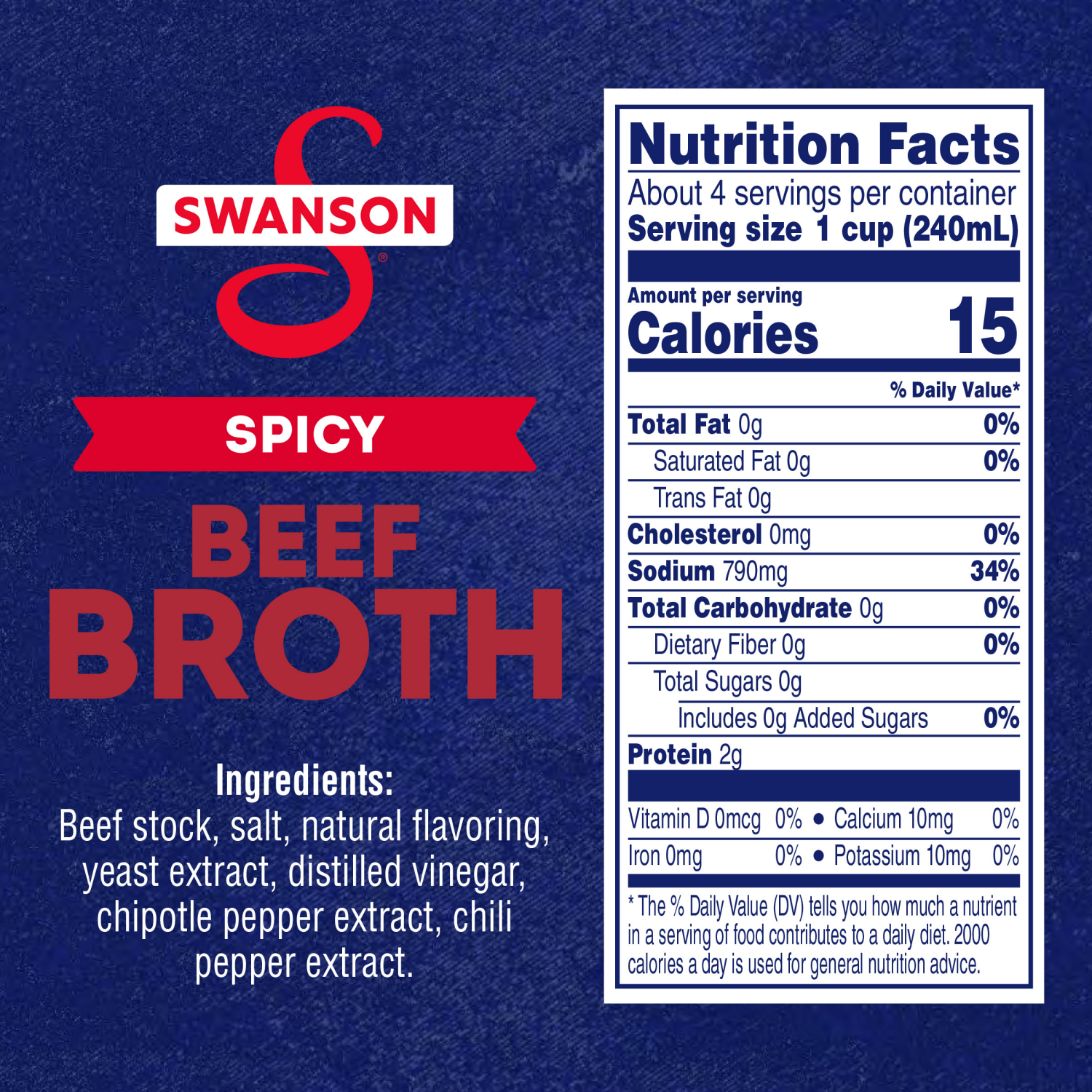 slide 2 of 8, Swanson 100% Natural Spicy Beef Broth Carton, 32 oz