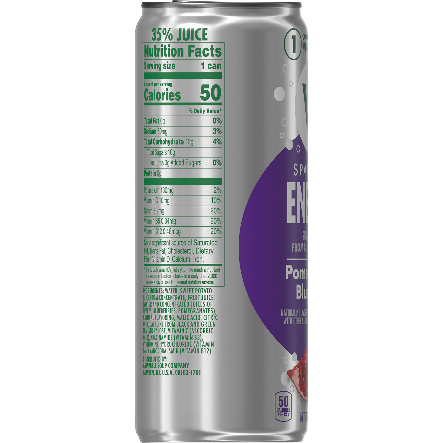 slide 4 of 8, V8 Sparkling Pomegranate Blueberry Juice Energy Drink, 11.5 oz