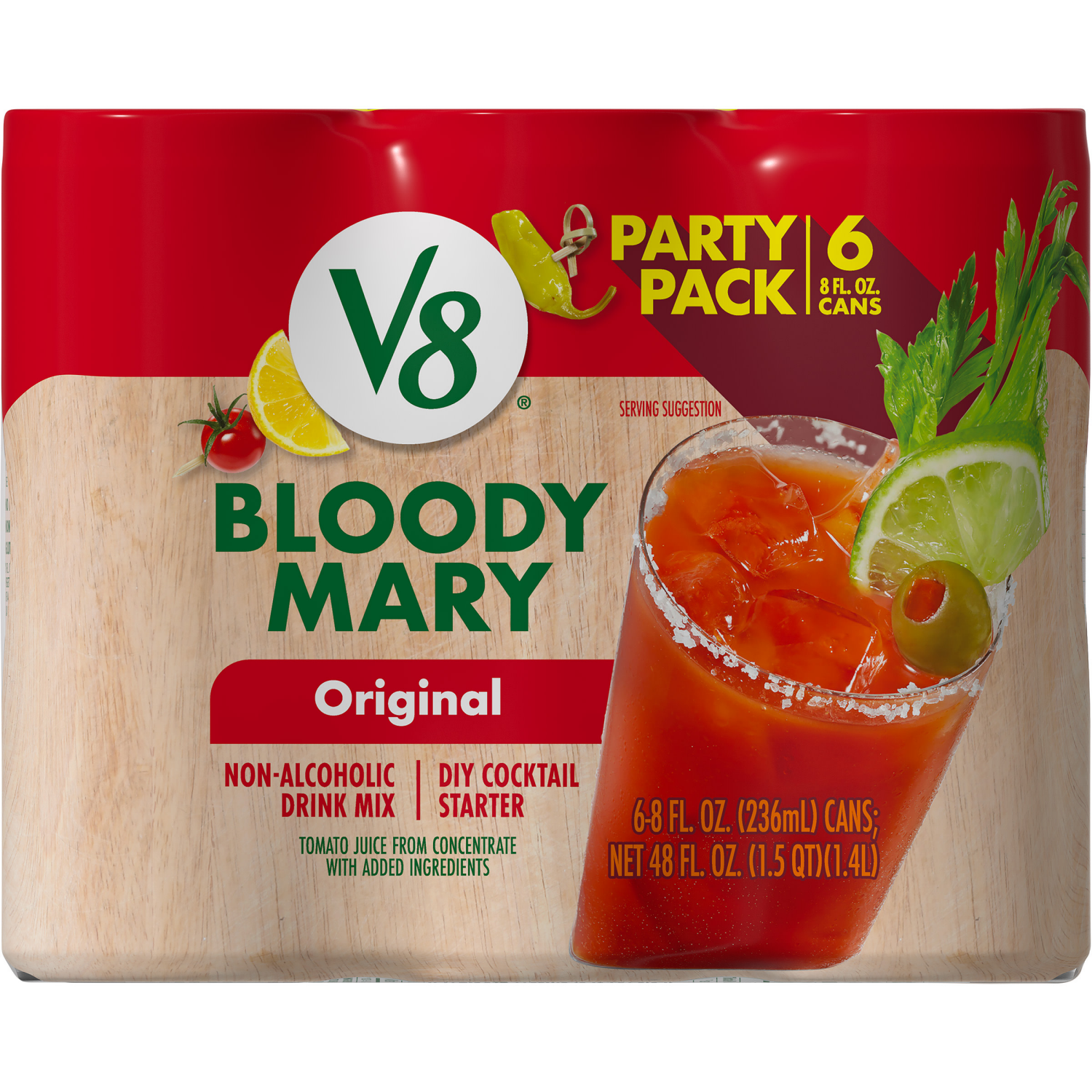 slide 5 of 5, V8 Bloody Mary Mix, 48.000 fl oz