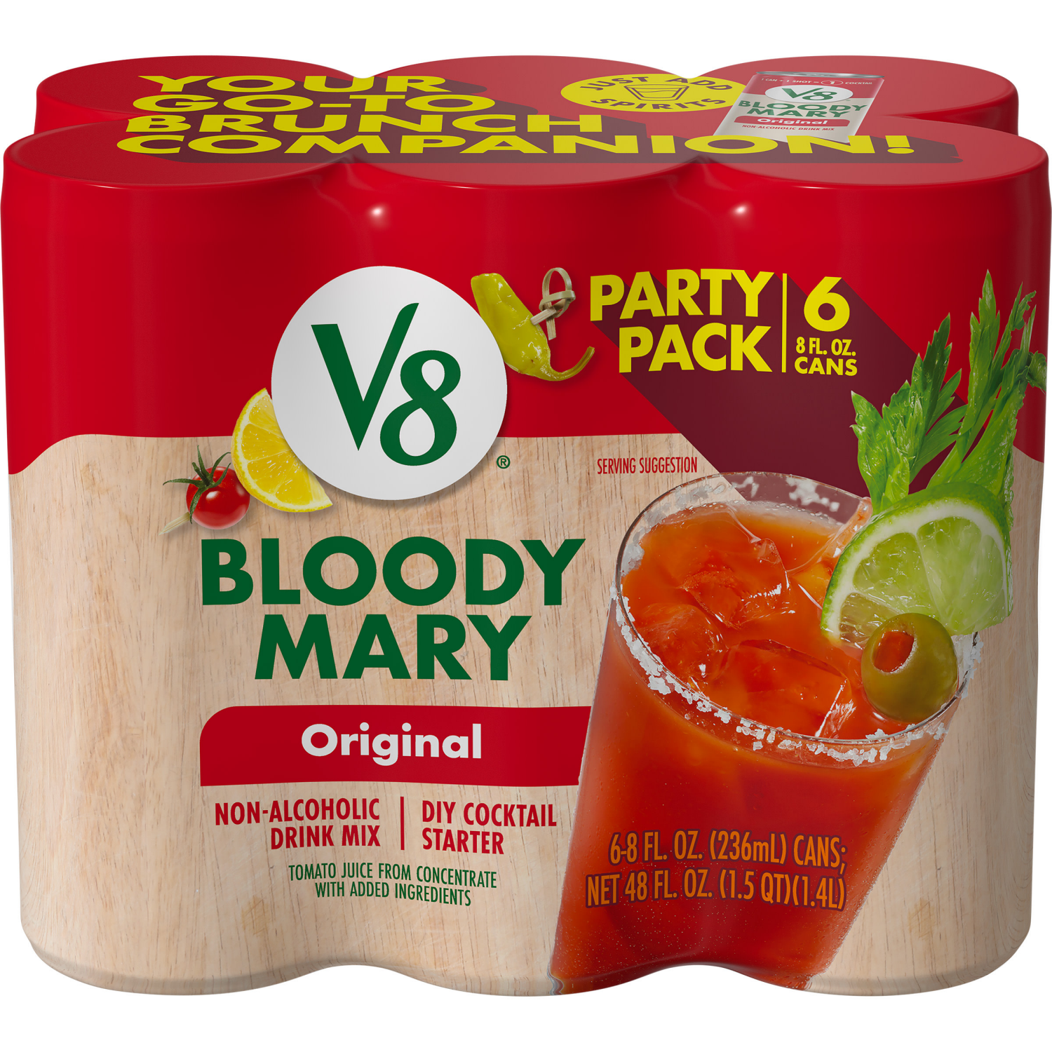 slide 1 of 5, V8 Bloody Mary Mix, 48.000 fl oz