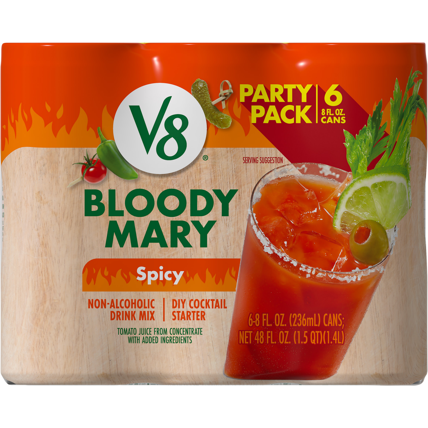 slide 5 of 5, V8 Bloody Mary Spicy Mix, 48.000 fl oz