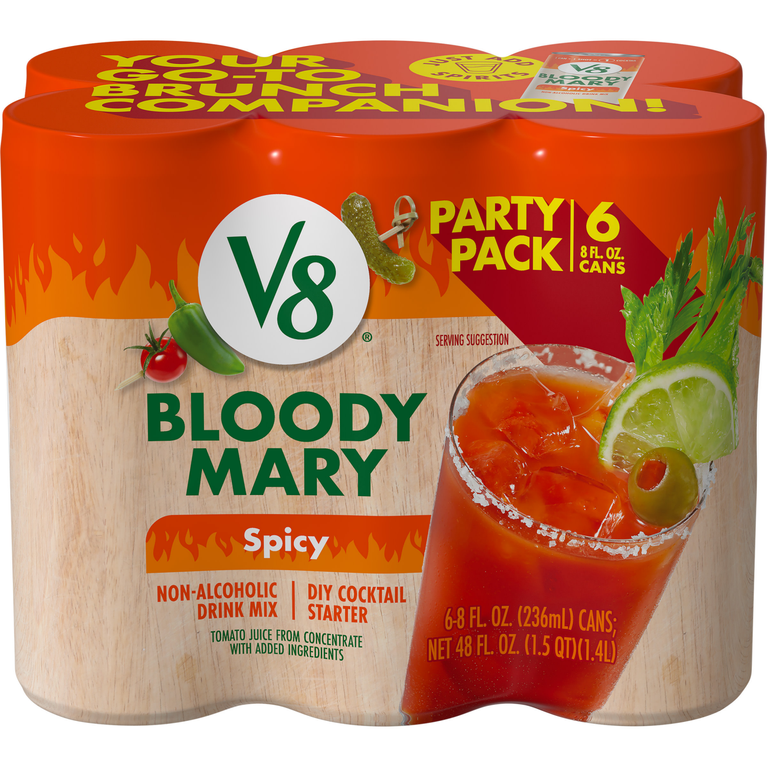 slide 1 of 5, V8 Bloody Mary Spicy Mix, 48.000 fl oz