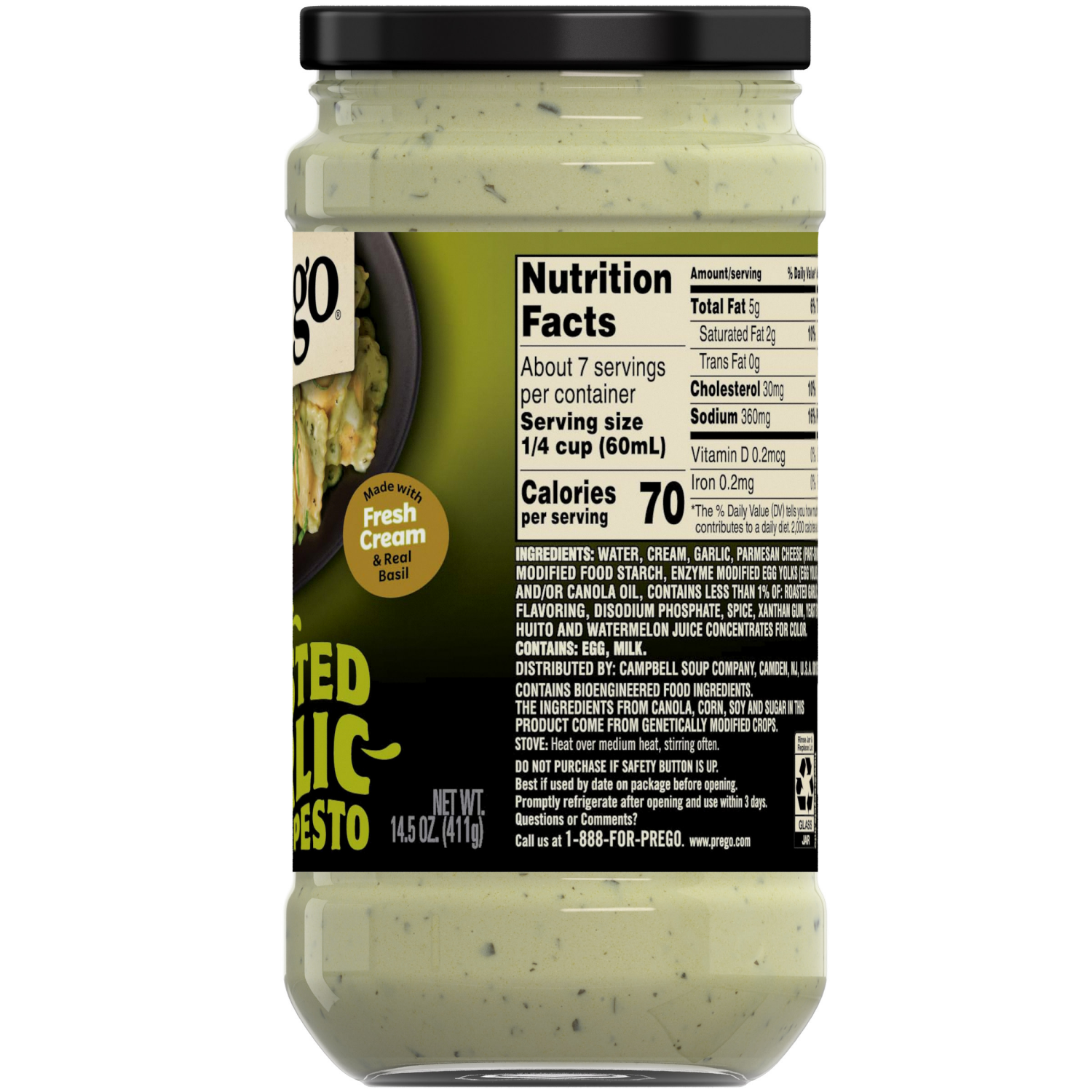 slide 2 of 8, Prego Creamy Roasted Garlic Pesto Pasta Sauce, 14.5 oz Jar, 14.500 oz