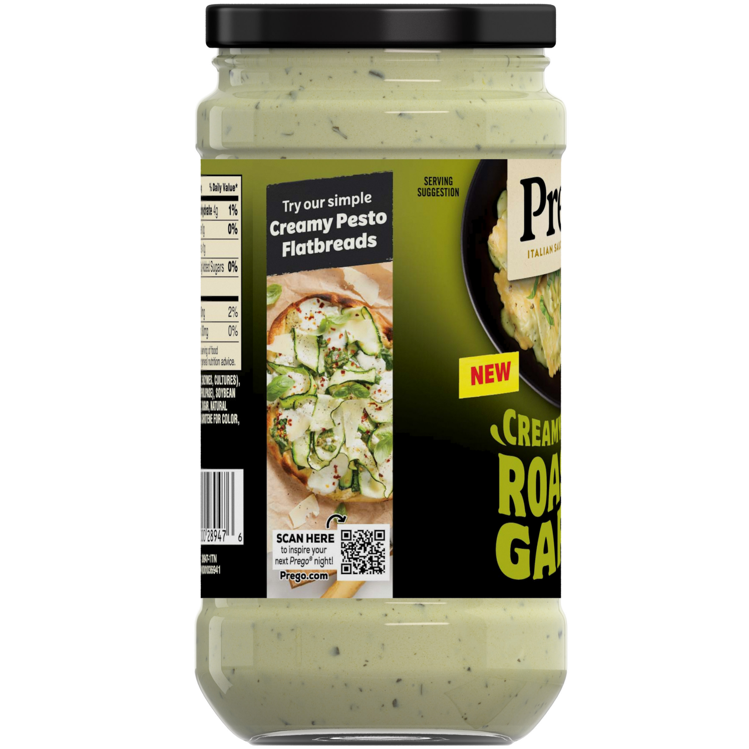 slide 3 of 8, Prego Creamy Roasted Garlic Pesto Pasta Sauce, 14.5 oz Jar, 14.500 oz