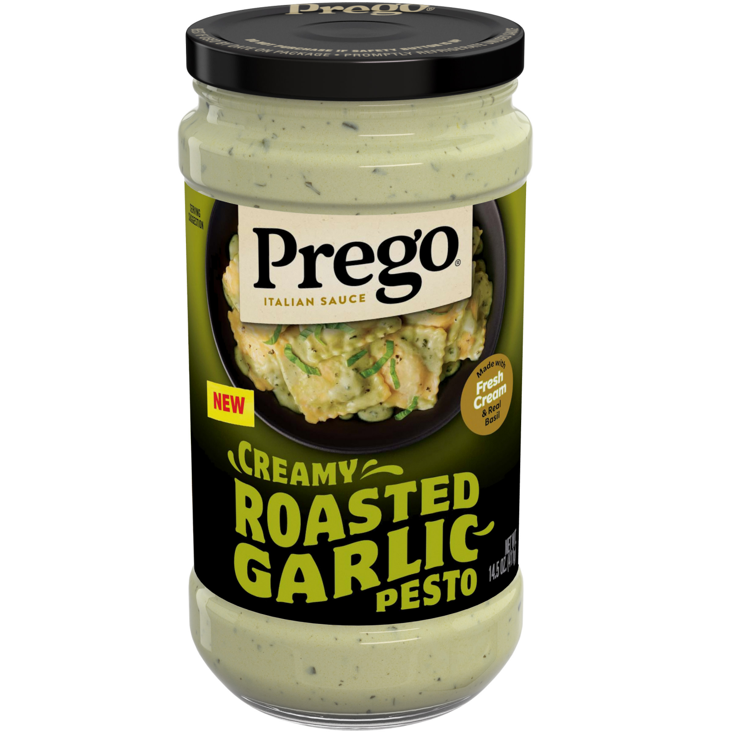slide 1 of 8, Prego Creamy Roasted Garlic Pesto Pasta Sauce, 14.5 oz Jar, 14.500 oz
