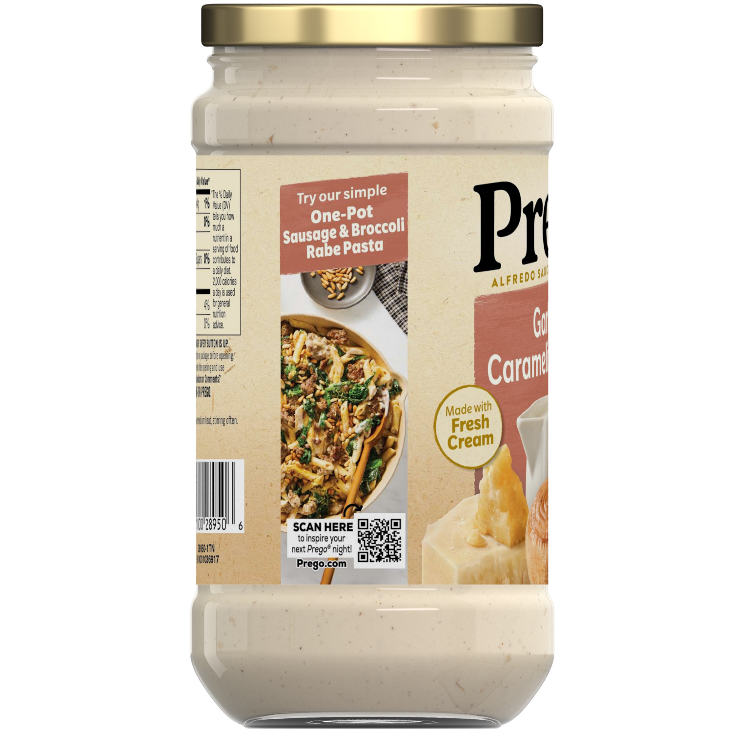 slide 3 of 8, Prego Garlic and Caramelized Onion Alfredo Pasta Sauce, 14.5 oz Jar, 14.500 oz