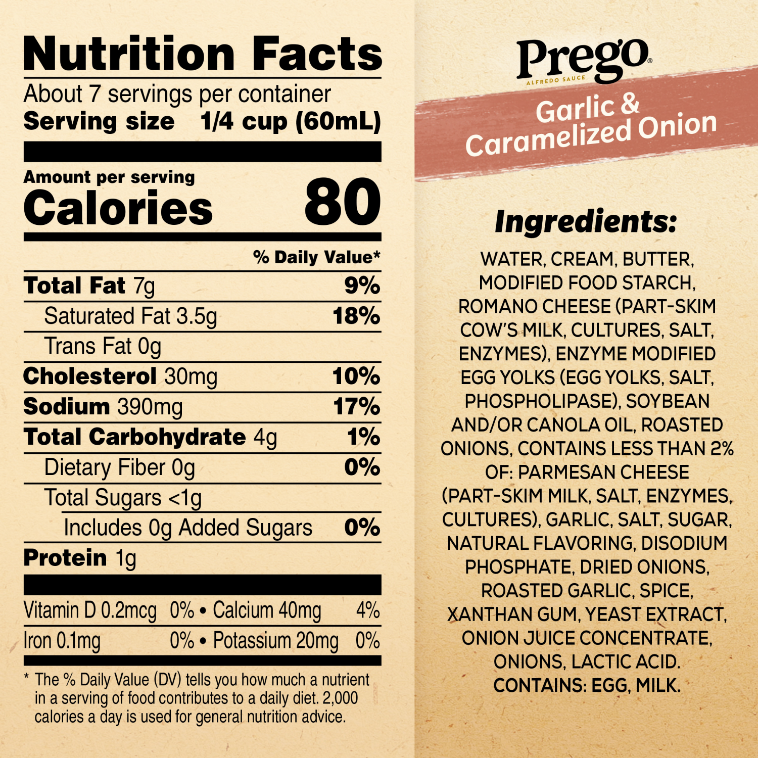 slide 4 of 8, Prego Garlic and Caramelized Onion Alfredo Pasta Sauce, 14.5 oz Jar, 14.500 oz