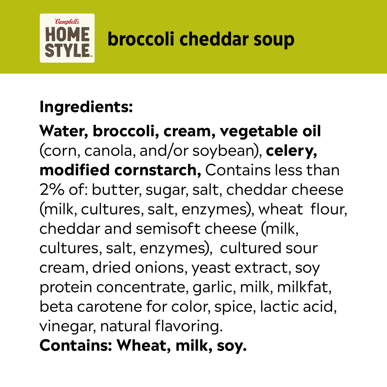 slide 2 of 3, Campbell's Campbell’s Homestyle Broccoli Cheddar Soup, 16.3 oz Can, 16.300 oz
