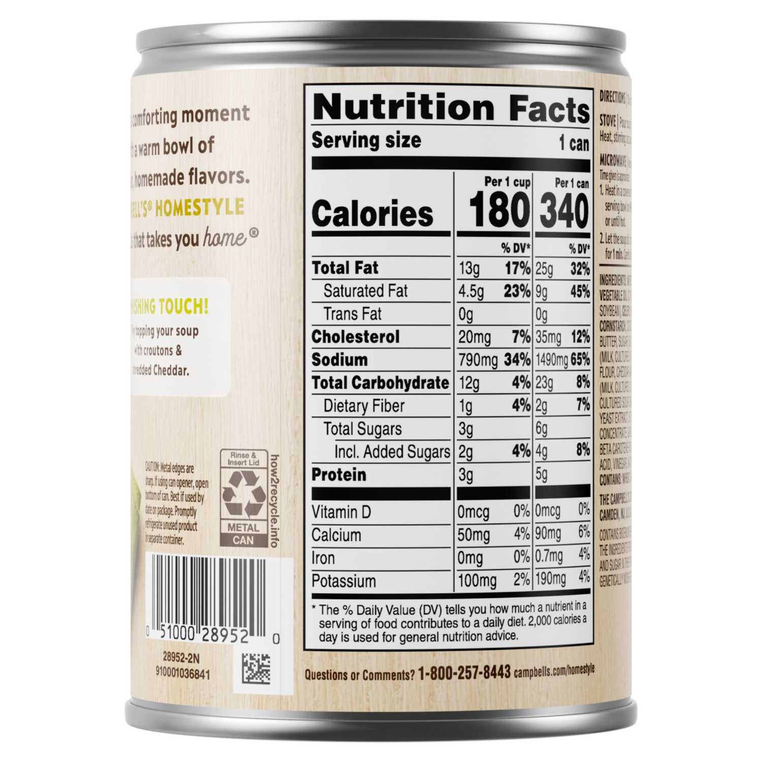 slide 3 of 6, Campbell's Campbell’s Homestyle Broccoli Cheddar Soup, 16.3 oz Can, 16.300 oz