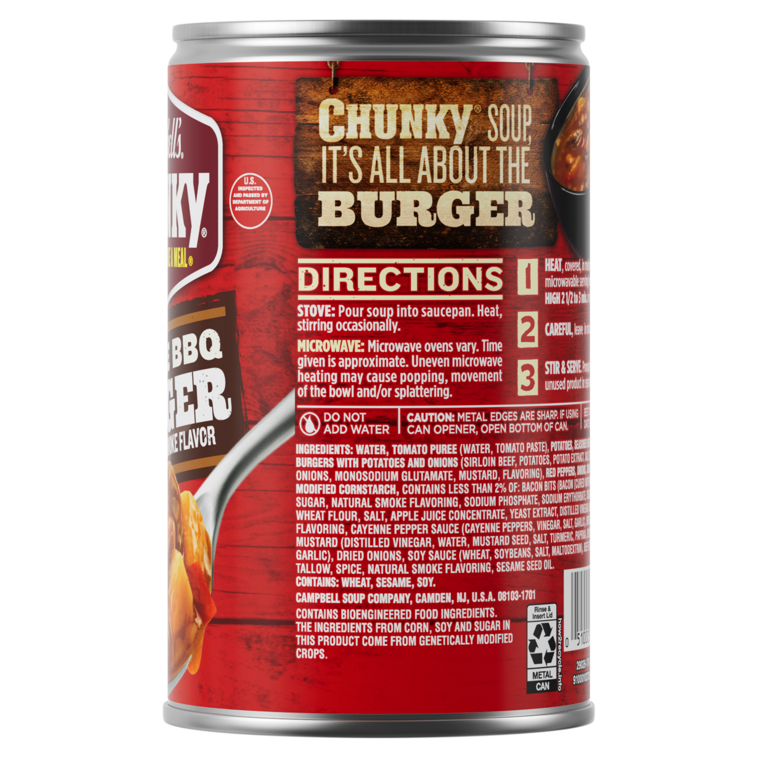 slide 2 of 8, Campbells Chunky Soup, Texas-Style BBQ Burger with Natural Smoke Flavor, 18.8 oz