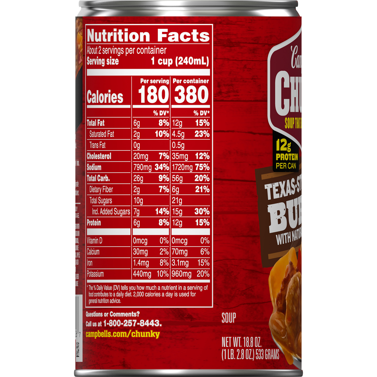 slide 8 of 8, Campbells Chunky Soup, Texas-Style BBQ Burger with Natural Smoke Flavor, 18.8 oz