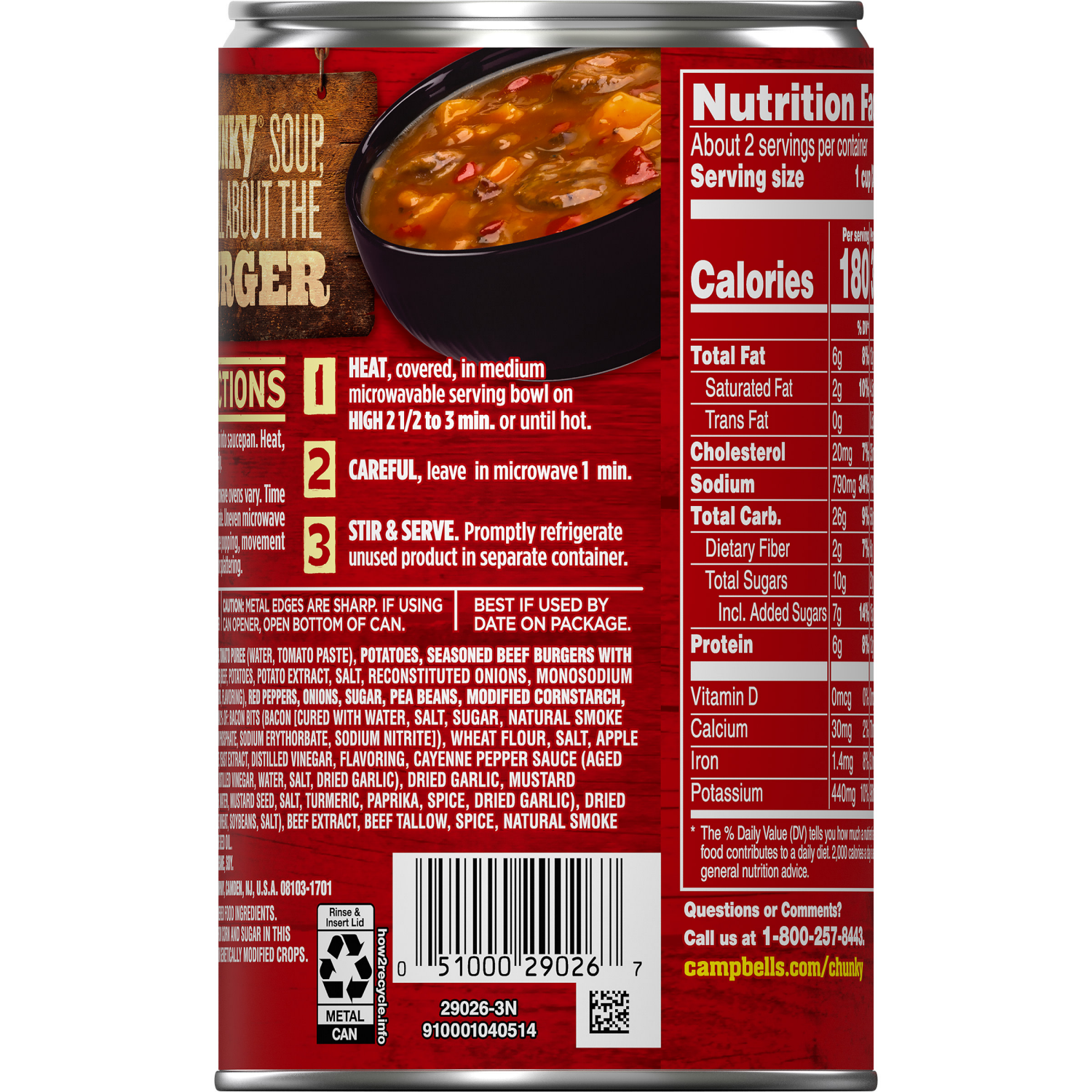 slide 7 of 8, Campbells Chunky Soup, Texas-Style BBQ Burger with Natural Smoke Flavor, 18.8 oz